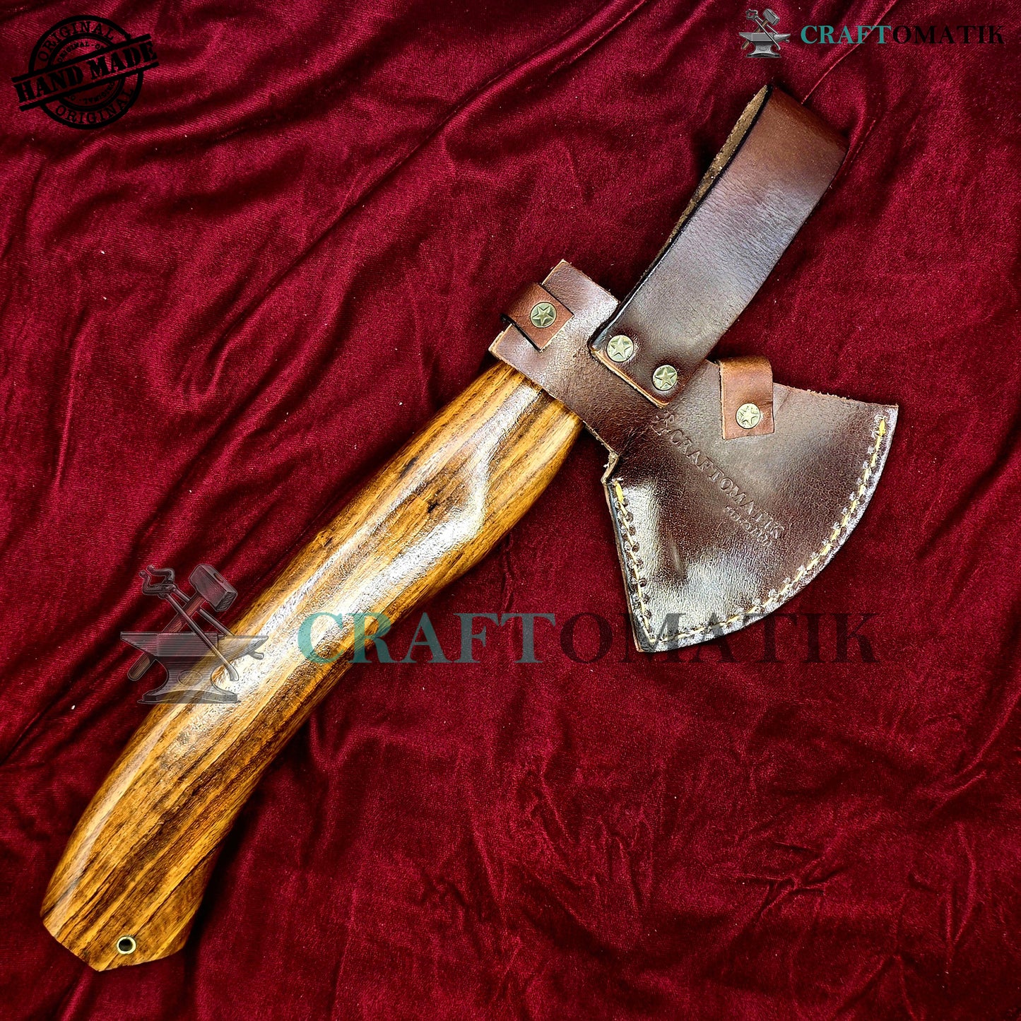 Damascus Axe | Garden Axe Original Damascus Steel Blade | Medieval Axe with Leather Sheath | Handmade Damascus Hatchet | DAX03