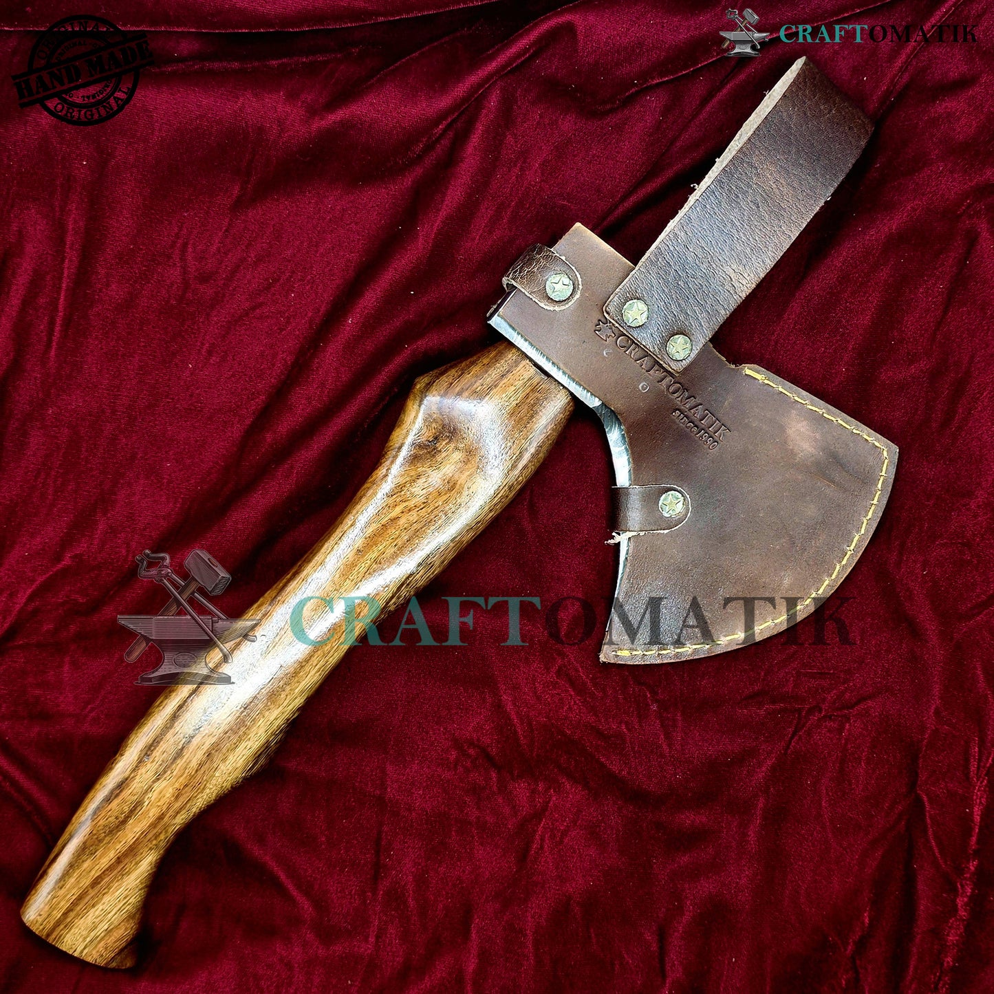 Damascus Axe | Garden Axe Original Damascus Steel Blade | Medieval Axe with Leather Sheath | Handmade Damascus Hatchet | DAX05
