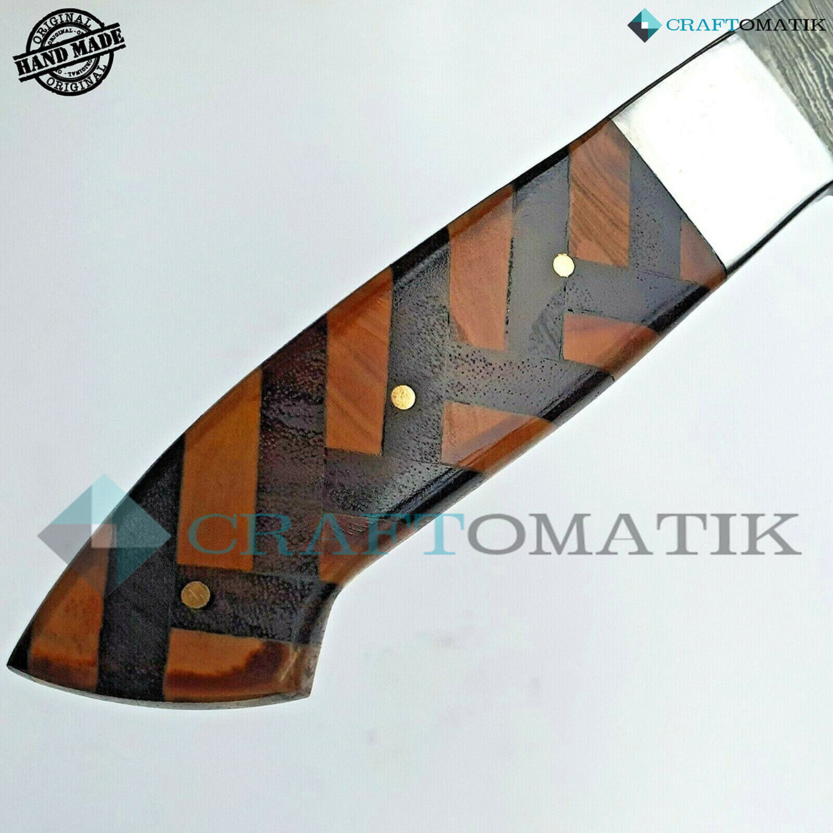 Damascus Steel Cleaver | Kitchen Chef Cleaver | Handmade Butcher Meat Cleaver | Olive and Pakka Wood | KC03