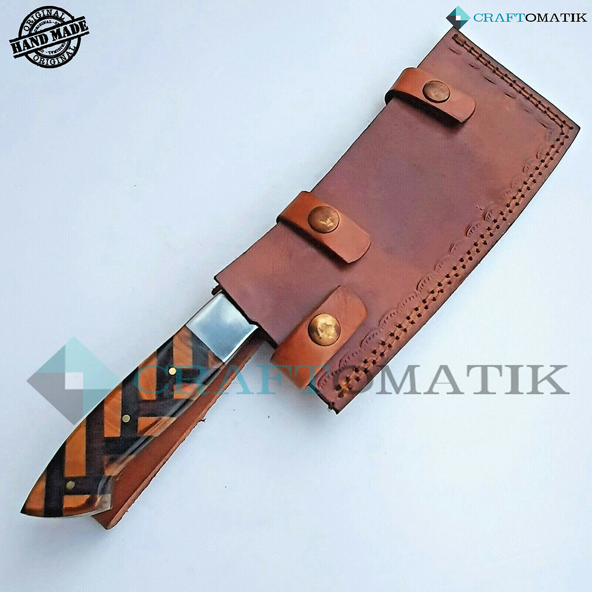 Damascus Steel Cleaver | Kitchen Chef Cleaver | Handmade Butcher Meat Cleaver | Olive and Pakka Wood | KC03