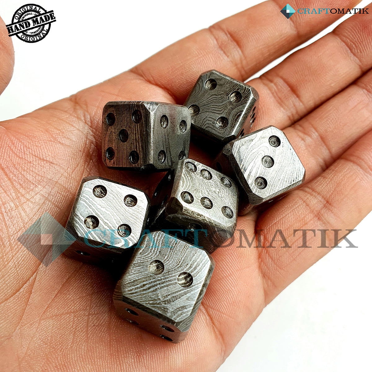 Damascus Dice D6 | Handmade Casino Dice | Damascus Steel Cube| 18mm 6-sided | Decoration Steel Dice