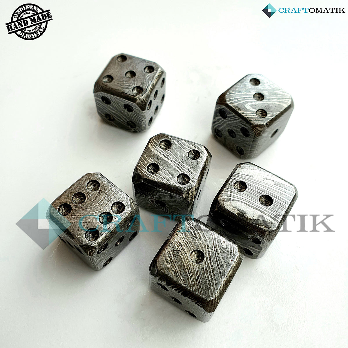 Damascus Dice D6 | Handmade Casino Dice | Damascus Steel Cube| 18mm 6-sided | Decoration Steel Dice