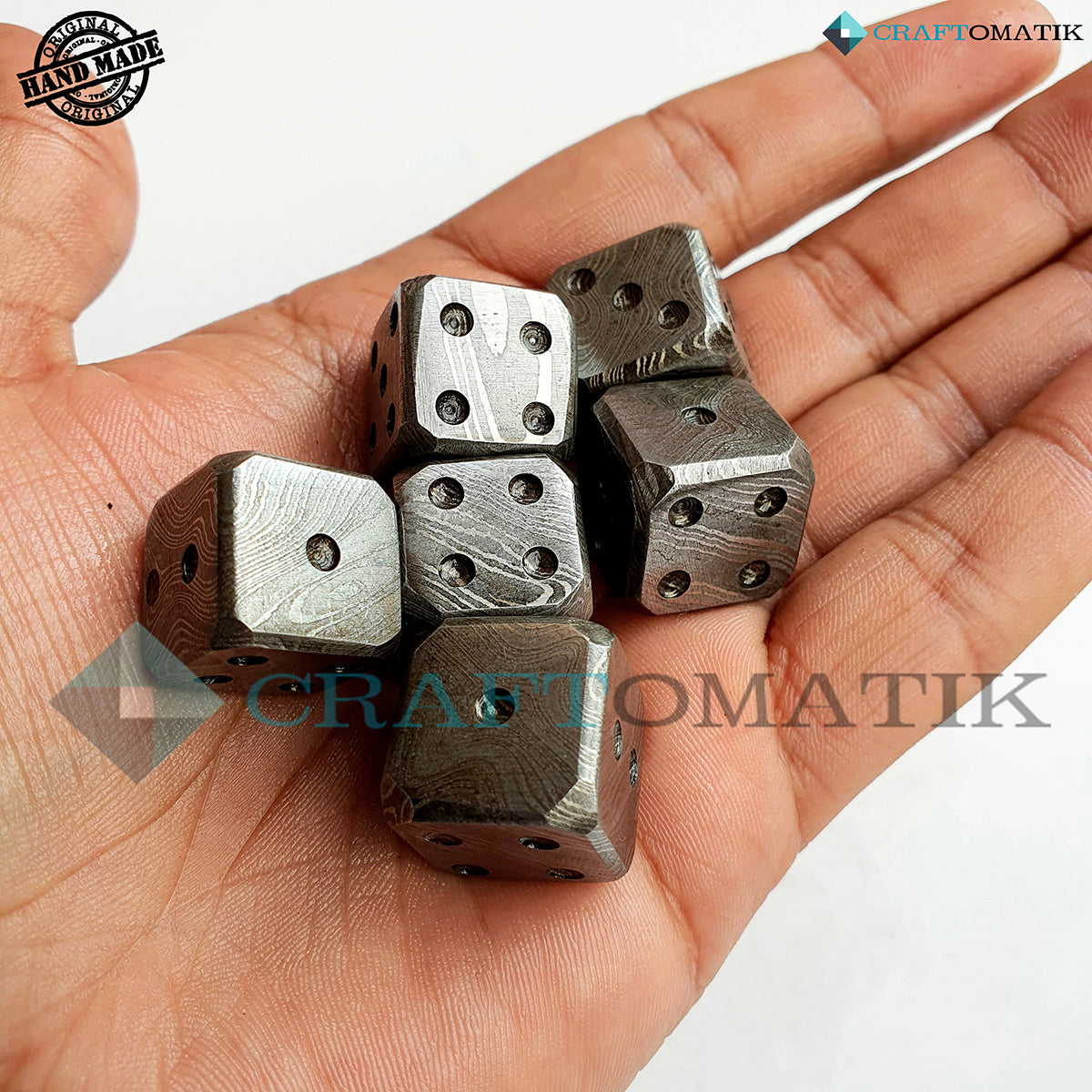 Damascus Dice D6 | Handmade Casino Dice | Damascus Steel Cube| 18mm 6-sided | Decoration Steel Dice