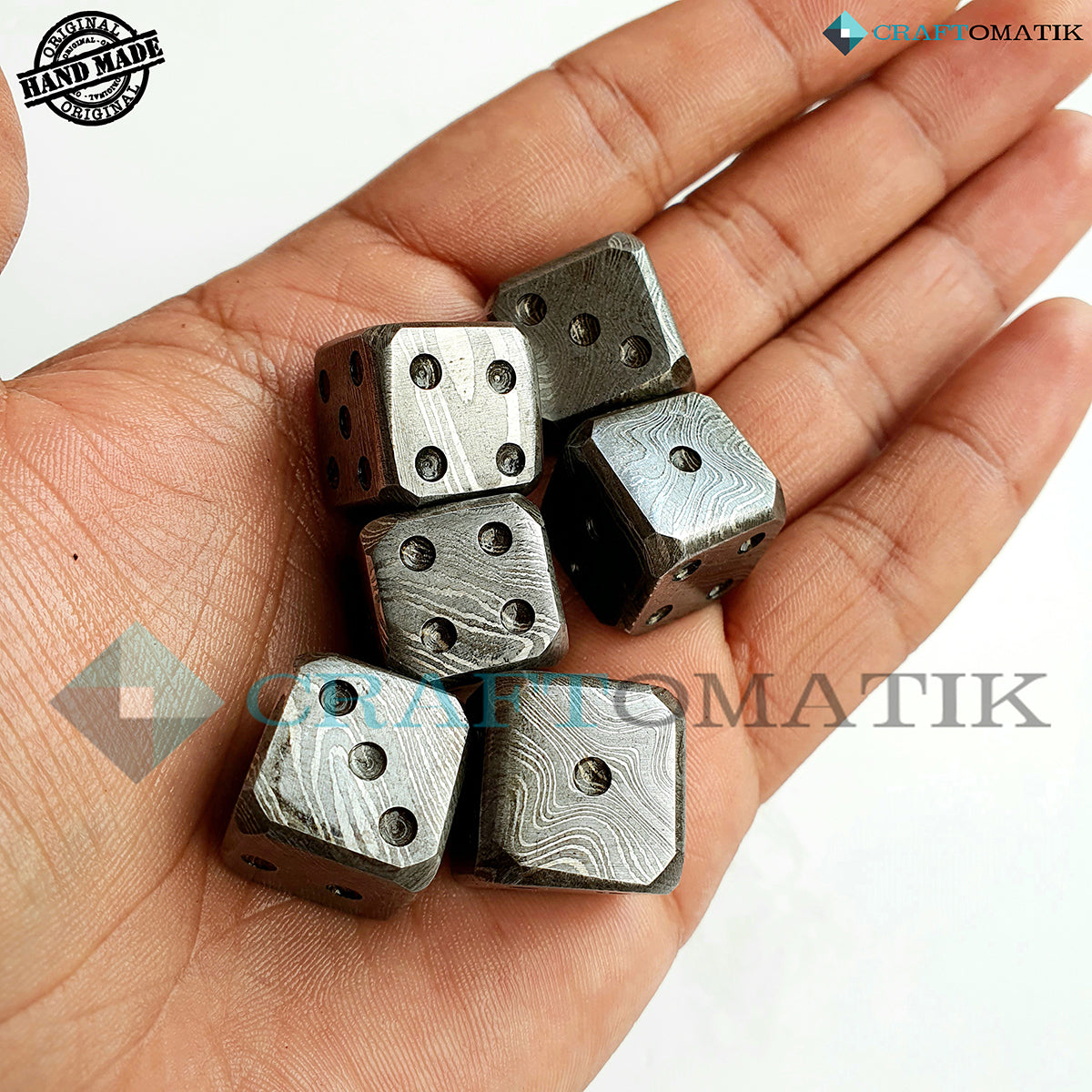Damascus Dice D6 | Handmade Casino Dice | Damascus Steel Cube| 18mm 6-sided | Decoration Steel Dice