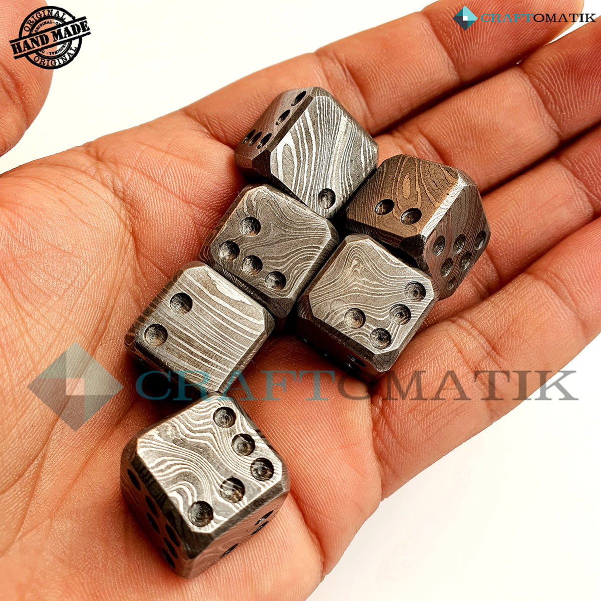 Damascus Dice D6 | Handmade Casino Dice | Damascus Steel Cube| 18mm 6-sided | Decoration Steel Dice