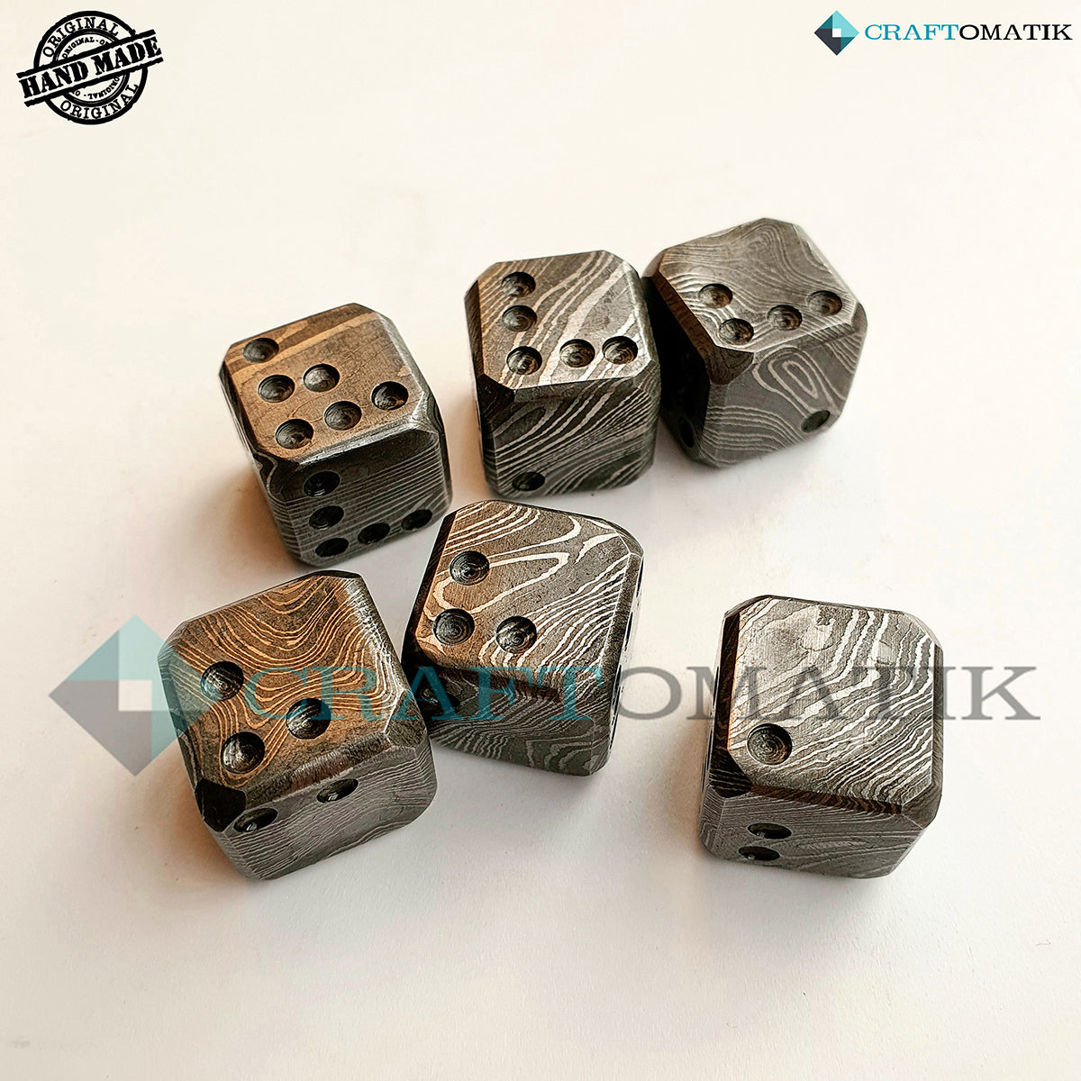 Damascus Dice D6 | Handmade Casino Dice | Damascus Steel Cube| 18mm 6-sided | Decoration Steel Dice