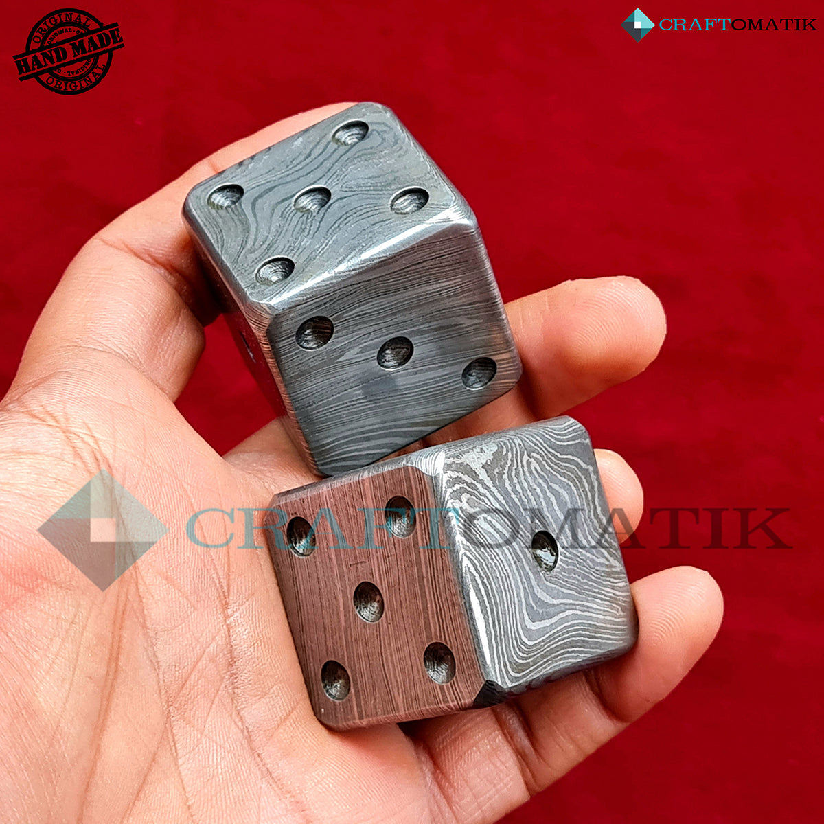 Damascus Dice D6 | Handmade Casino Dice | Damascus Steel Cube| 35mm 6-sided | Decoration Steel Dice