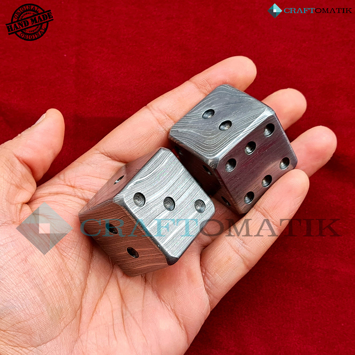Damascus Dice D6 | Handmade Casino Dice | Damascus Steel Cube| 35mm 6-sided | Decoration Steel Dice