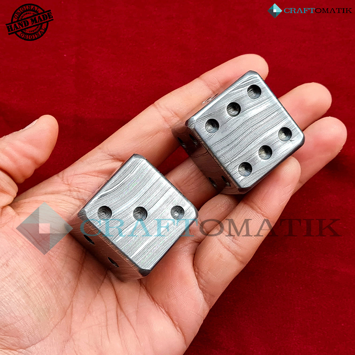 Damascus Dice D6 | Handmade Casino Dice | Damascus Steel Cube| 35mm 6-sided | Decoration Steel Dice