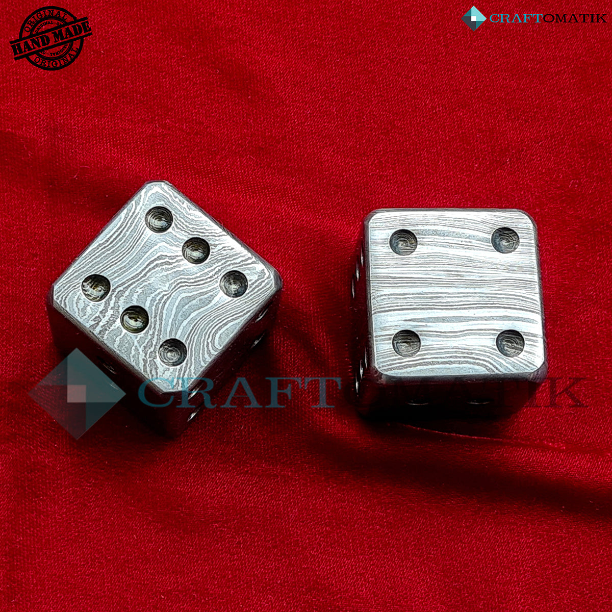 Damascus Dice D6 | Handmade Casino Dice | Damascus Steel Cube| 35mm 6-sided | Decoration Steel Dice