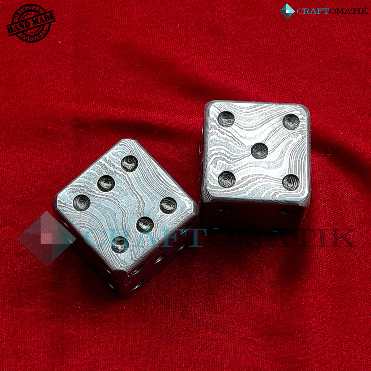 Damascus Dice D6 | Handmade Casino Dice | Damascus Steel Cube| 35mm 6-sided | Decoration Steel Dice