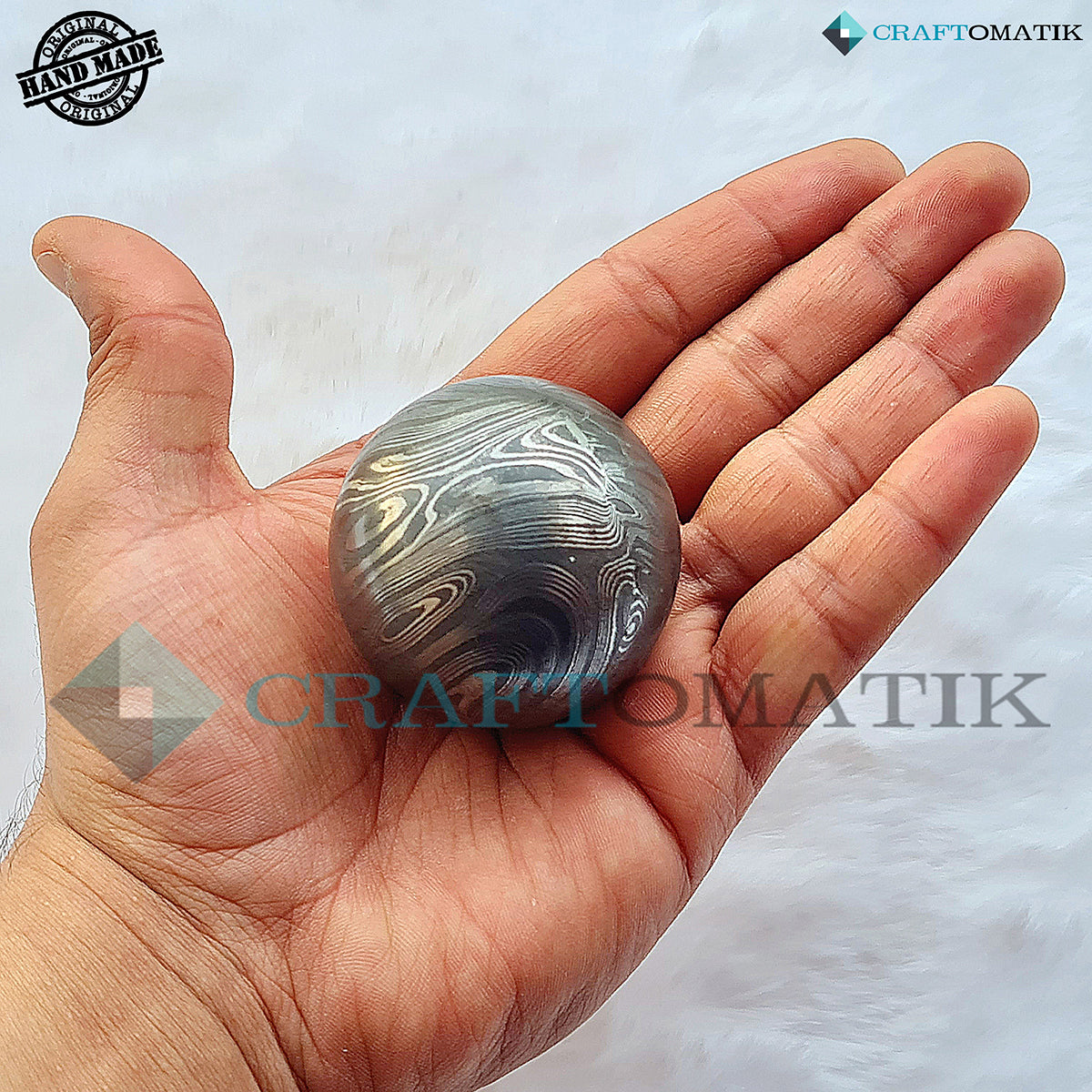 Damascus Ball | 50mm Steel Baoding Ball | Qi Gong Ball Meditation Decoration Ball