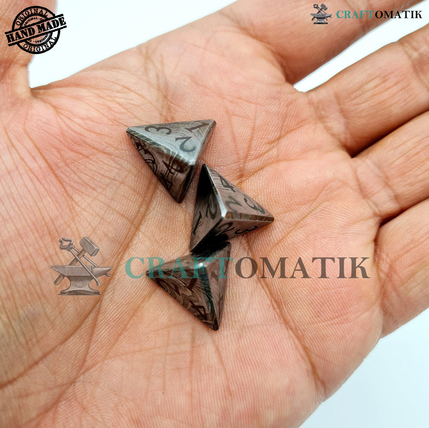 Damascus DnD Dice D4 | Handmade Casino Dice | Damascus Steel Cube| 18mm 4-sided | Decoration Steel Dice