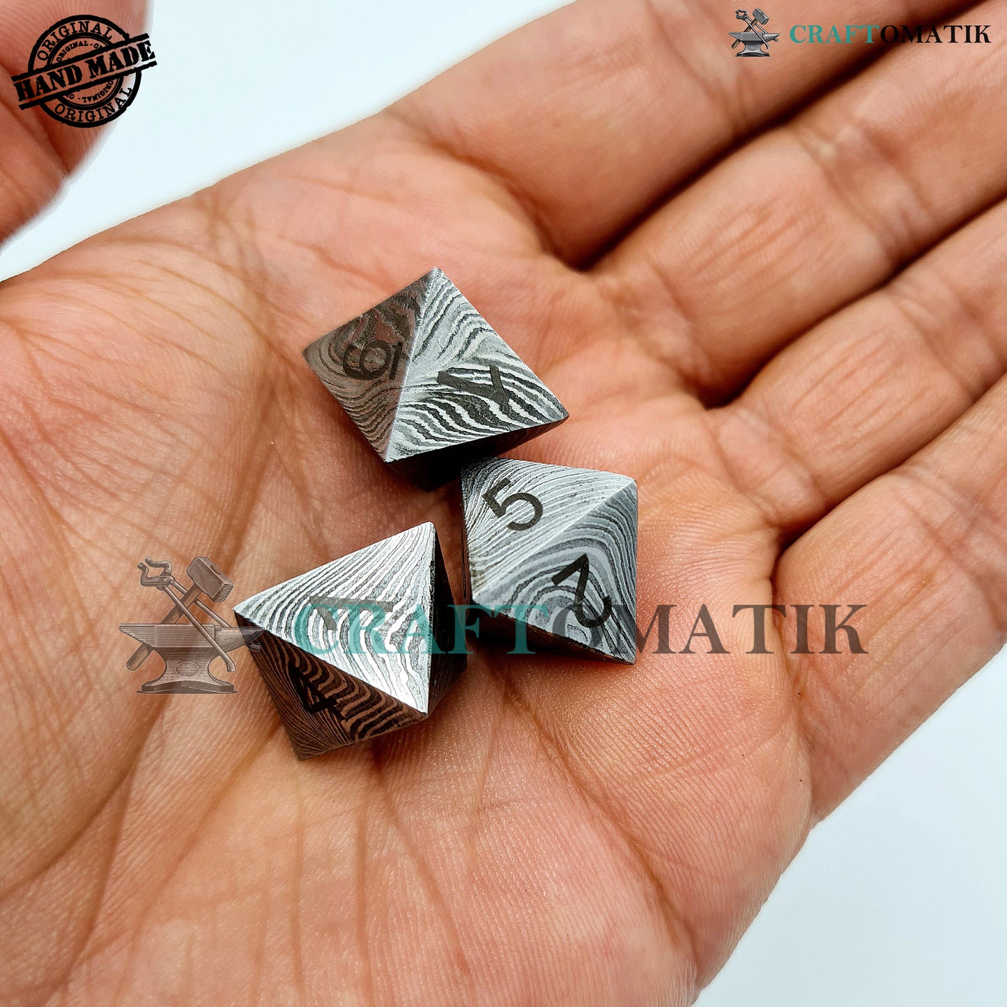 Damascus DnD Dice D8 | Handmade Casino Dice | Damascus Steel Cube| 22mm 8-sided | Decoration Steel Dice