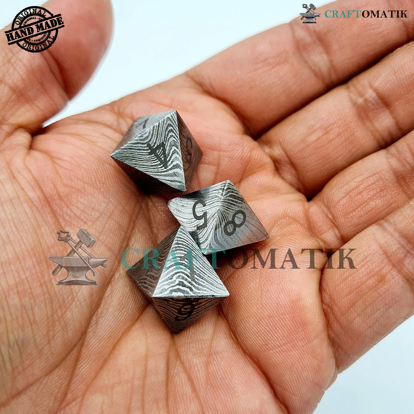 Damascus DnD Dice D8 | Handmade Casino Dice | Damascus Steel Cube| 22mm 8-sided | Decoration Steel Dice