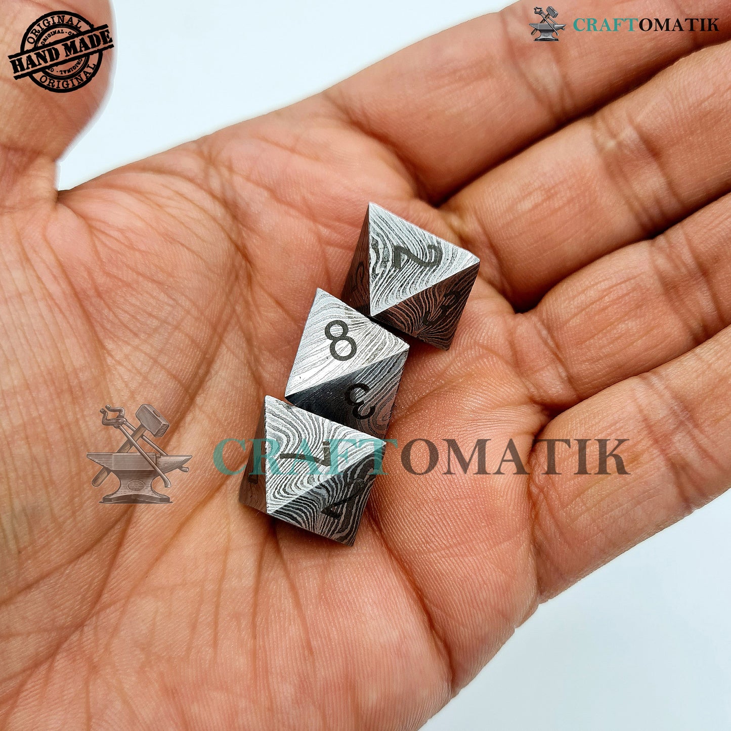 Damascus DnD Dice D8 | Handmade Casino Dice | Damascus Steel Cube| 22mm 8-sided | Decoration Steel Dice
