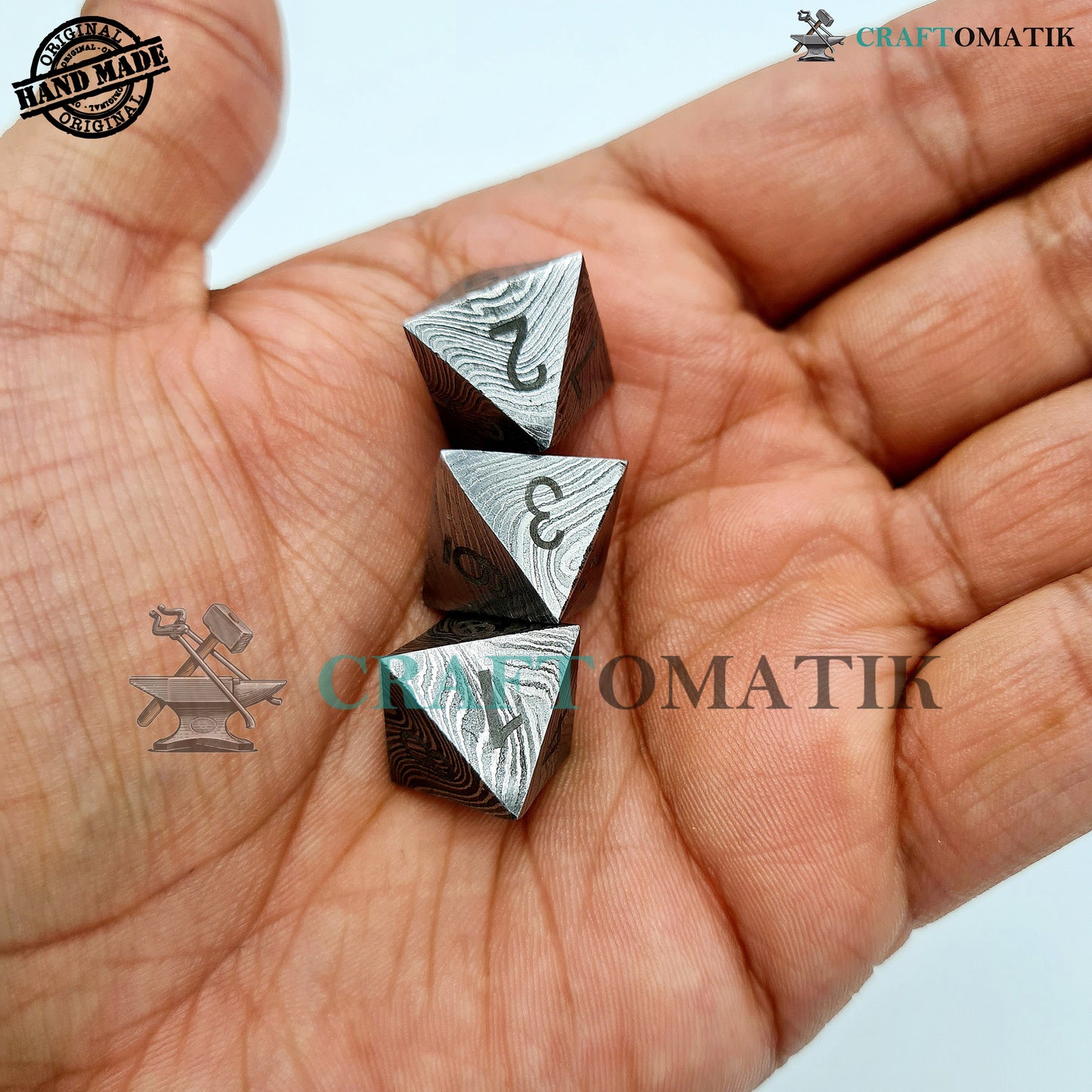 Damascus DnD Dice D8 | Handmade Casino Dice | Damascus Steel Cube| 22mm 8-sided | Decoration Steel Dice