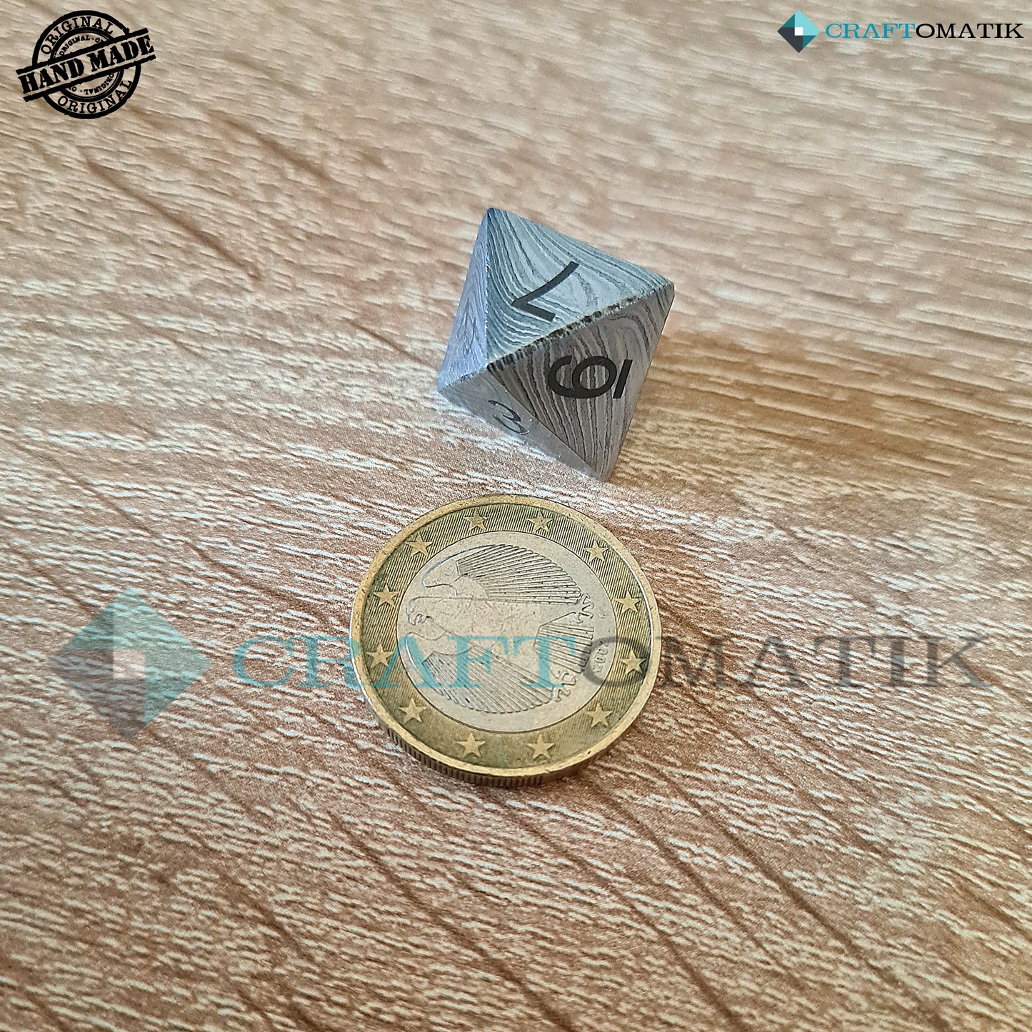 Damascus DnD Dice D8 | Handmade Casino Dice | Damascus Steel Cube| 22mm 8-sided | Decoration Steel Dice