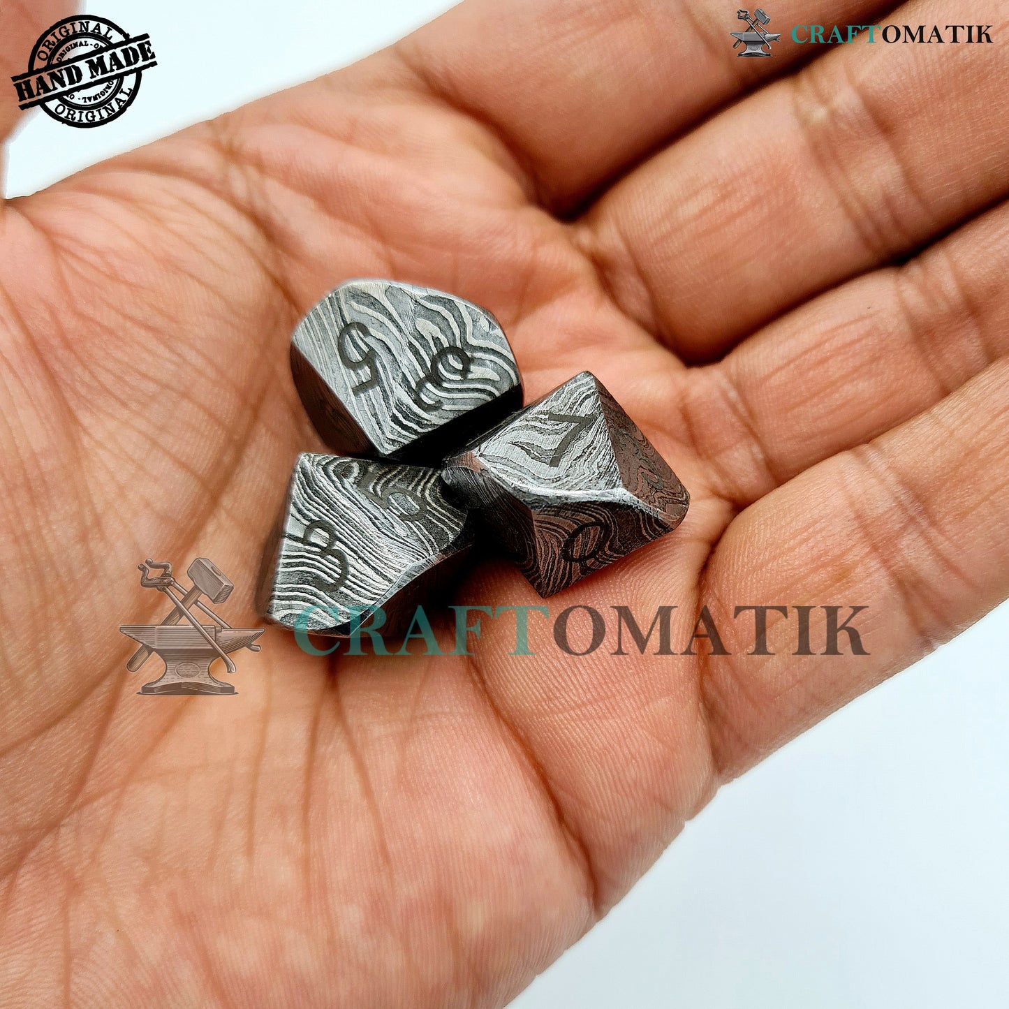 Damascus DnD Dice D10 | Handmade Casino Dice | Damascus Steel Cube| 22mm 10-sided Numbers 0-9 | Decoration Steel Dice