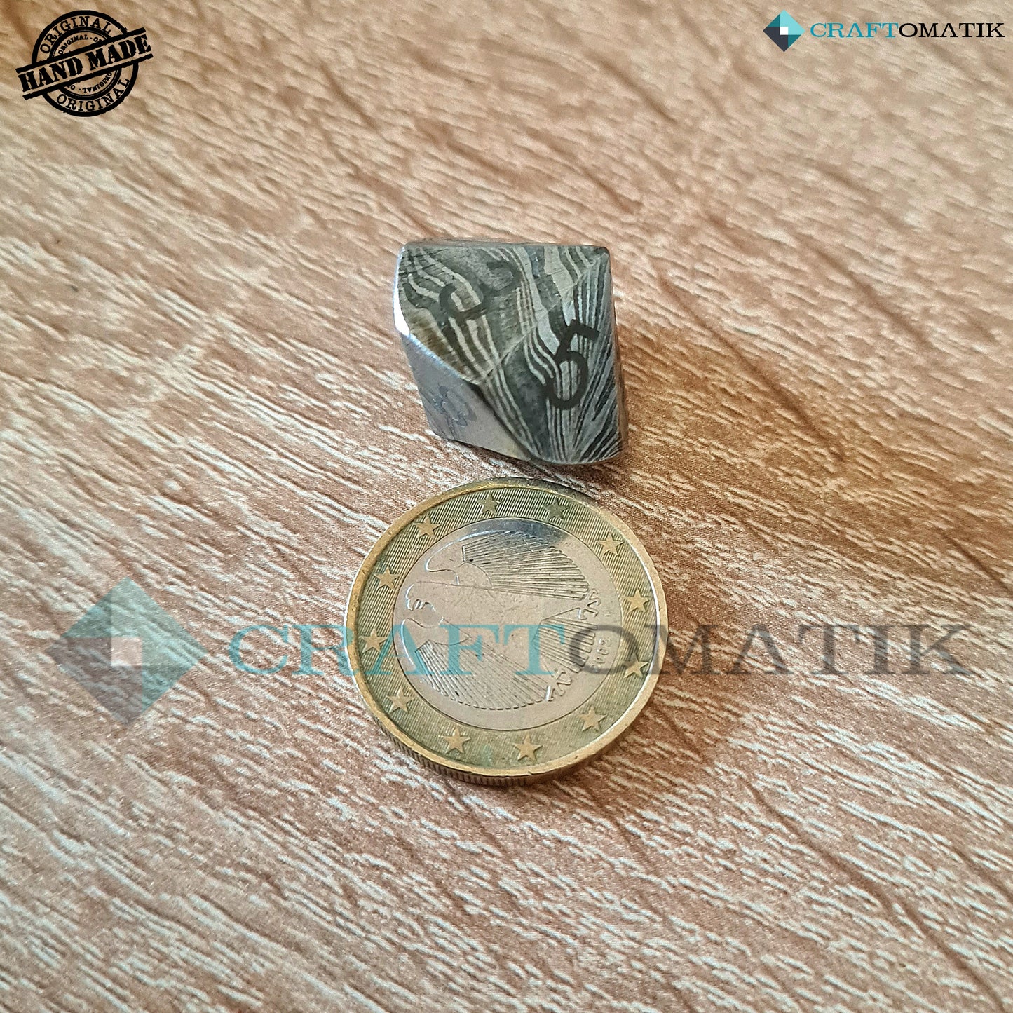 Damascus DnD Dice D10 | Handmade Casino Dice | Damascus Steel Cube| 22mm 10-sided Numbers 0-9 | Decoration Steel Dice