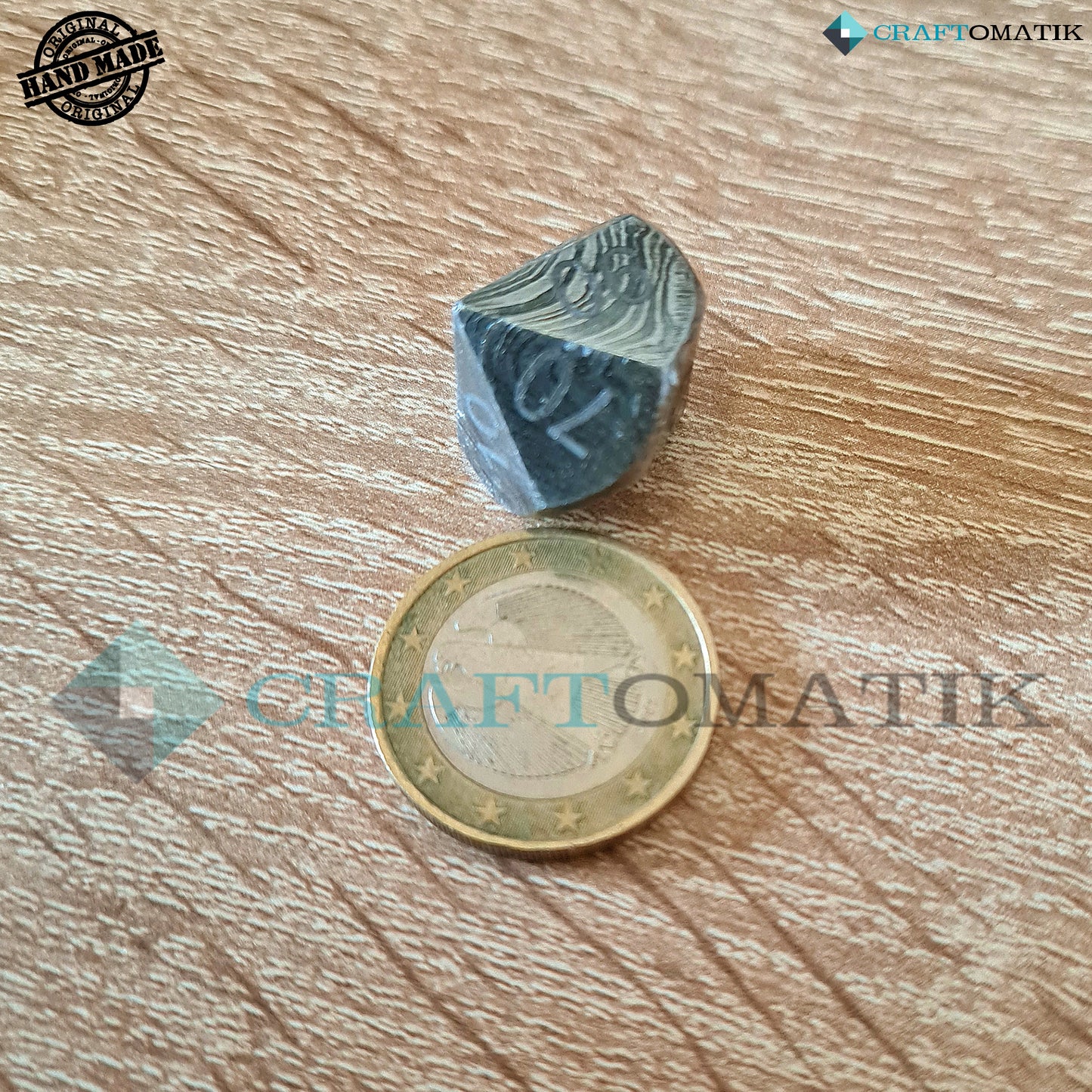 Damascus DnD Dice D10 | Handmade Casino Dice | Damascus Steel Cube| 22mm 10-sided Numbers 00-90 | Decoration Steel Dice