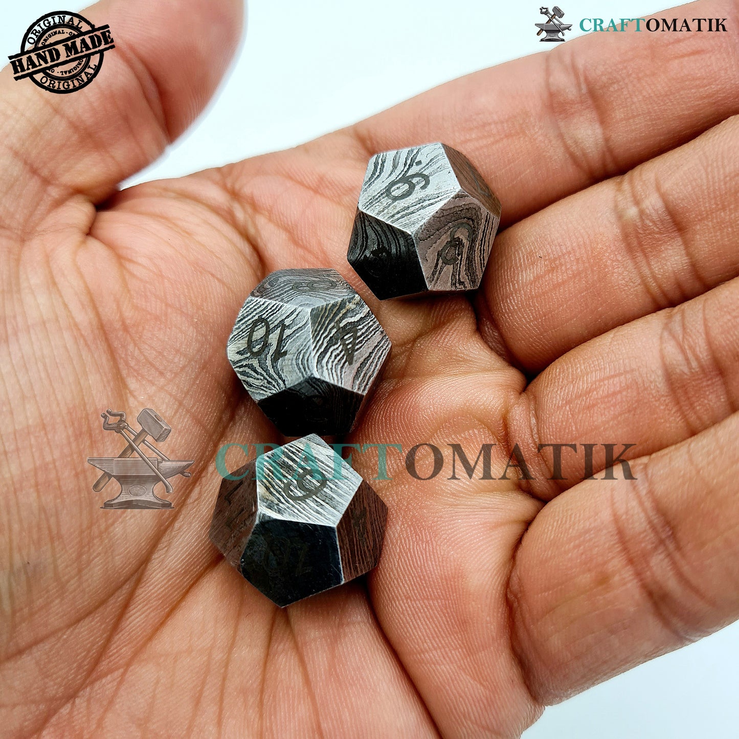 Damascus DnD Dice D12 | Handmade Casino Dice | Damascus Steel Cube| 20mm 12-sided | Decoration Steel Dice
