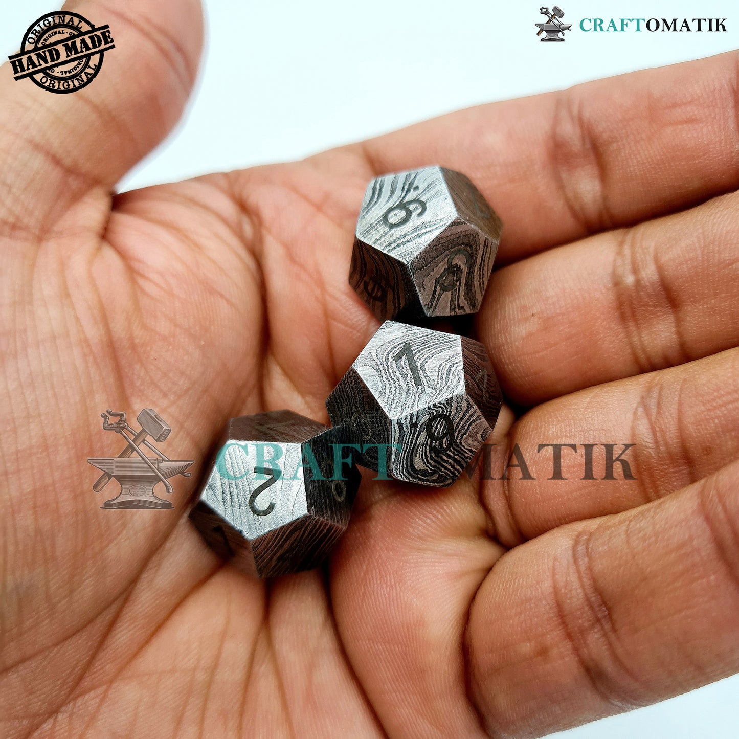 Damascus DnD Dice D12 | Handmade Casino Dice | Damascus Steel Cube| 20mm 12-sided | Decoration Steel Dice
