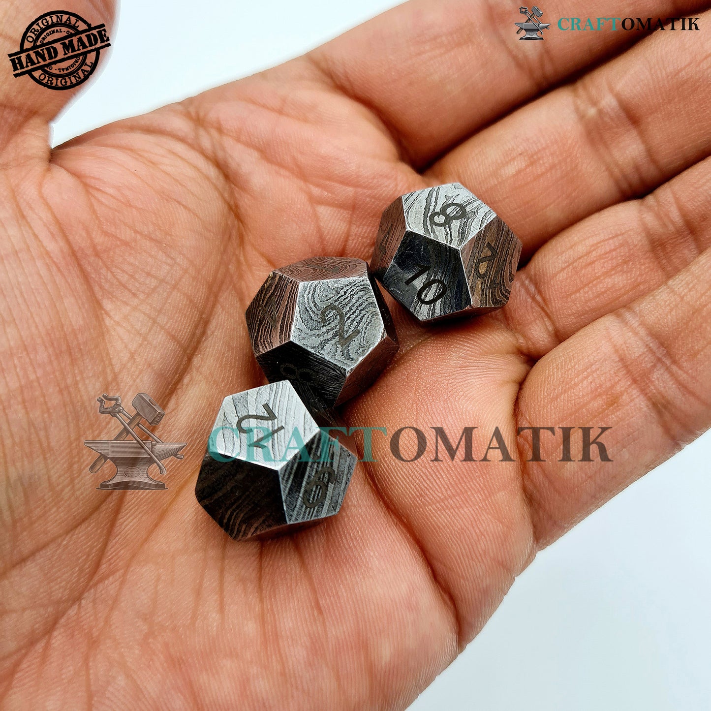 Damascus DnD Dice D12 | Handmade Casino Dice | Damascus Steel Cube| 20mm 12-sided | Decoration Steel Dice