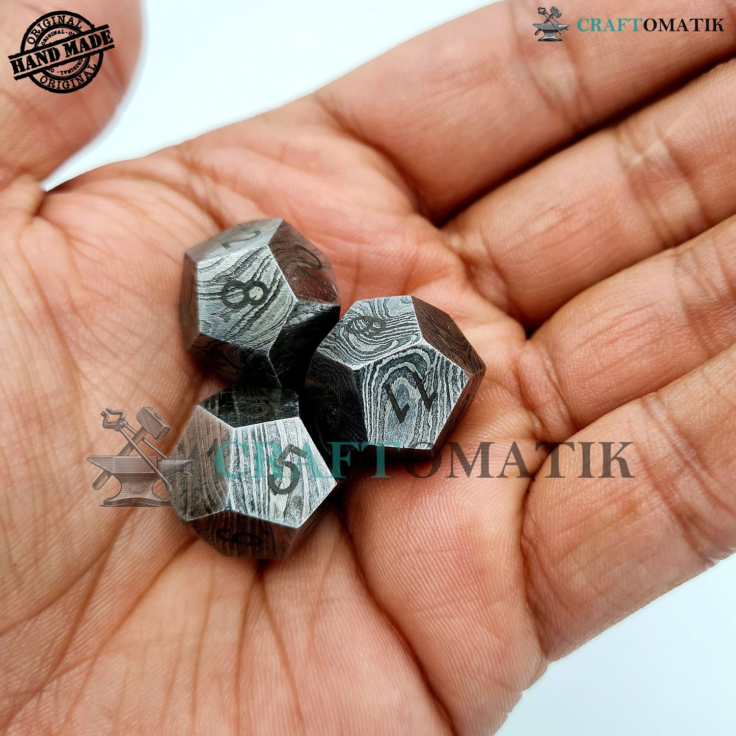 Damascus DnD Dice D12 | Handmade Casino Dice | Damascus Steel Cube| 20mm 12-sided | Decoration Steel Dice