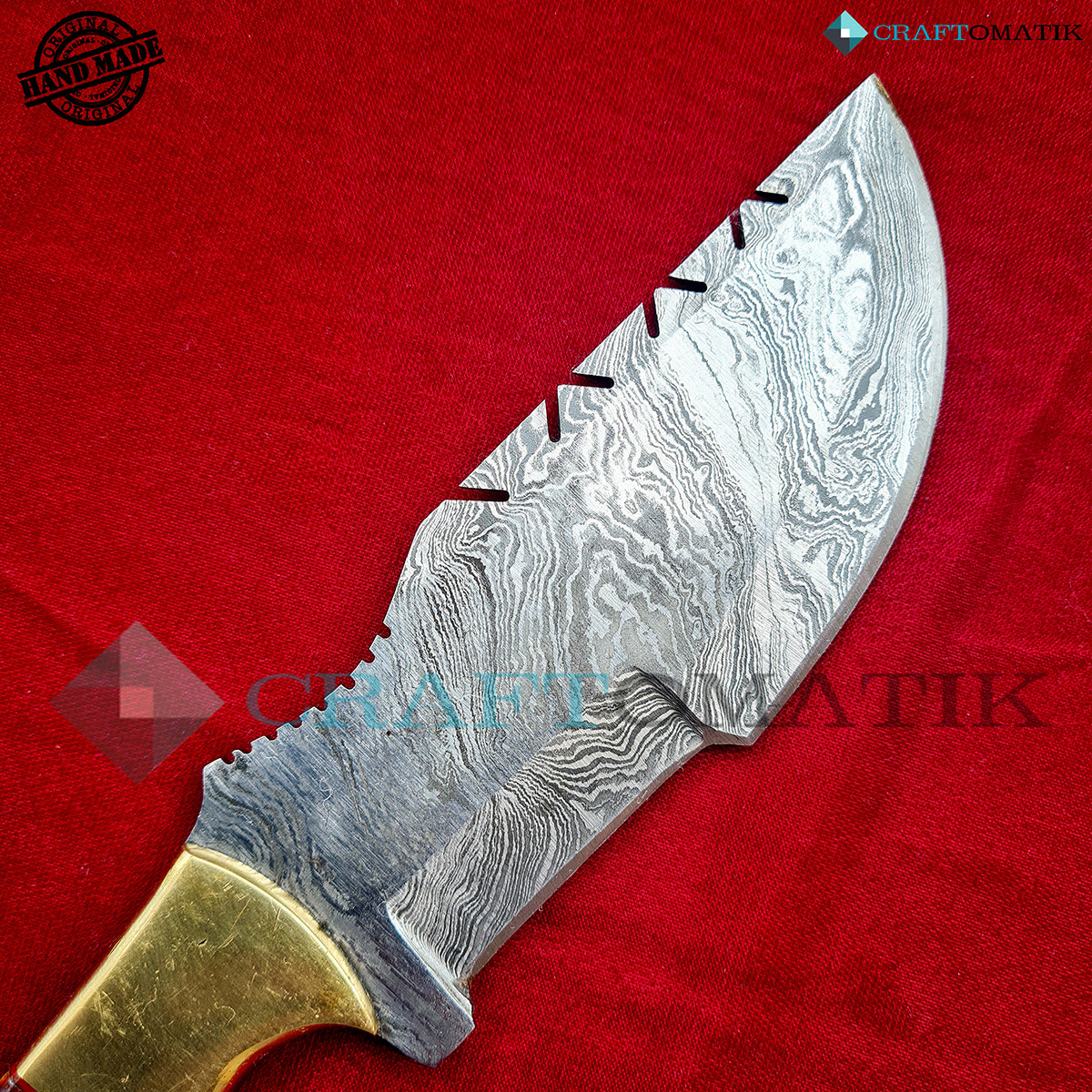 Damast Trekker Messer - Camel