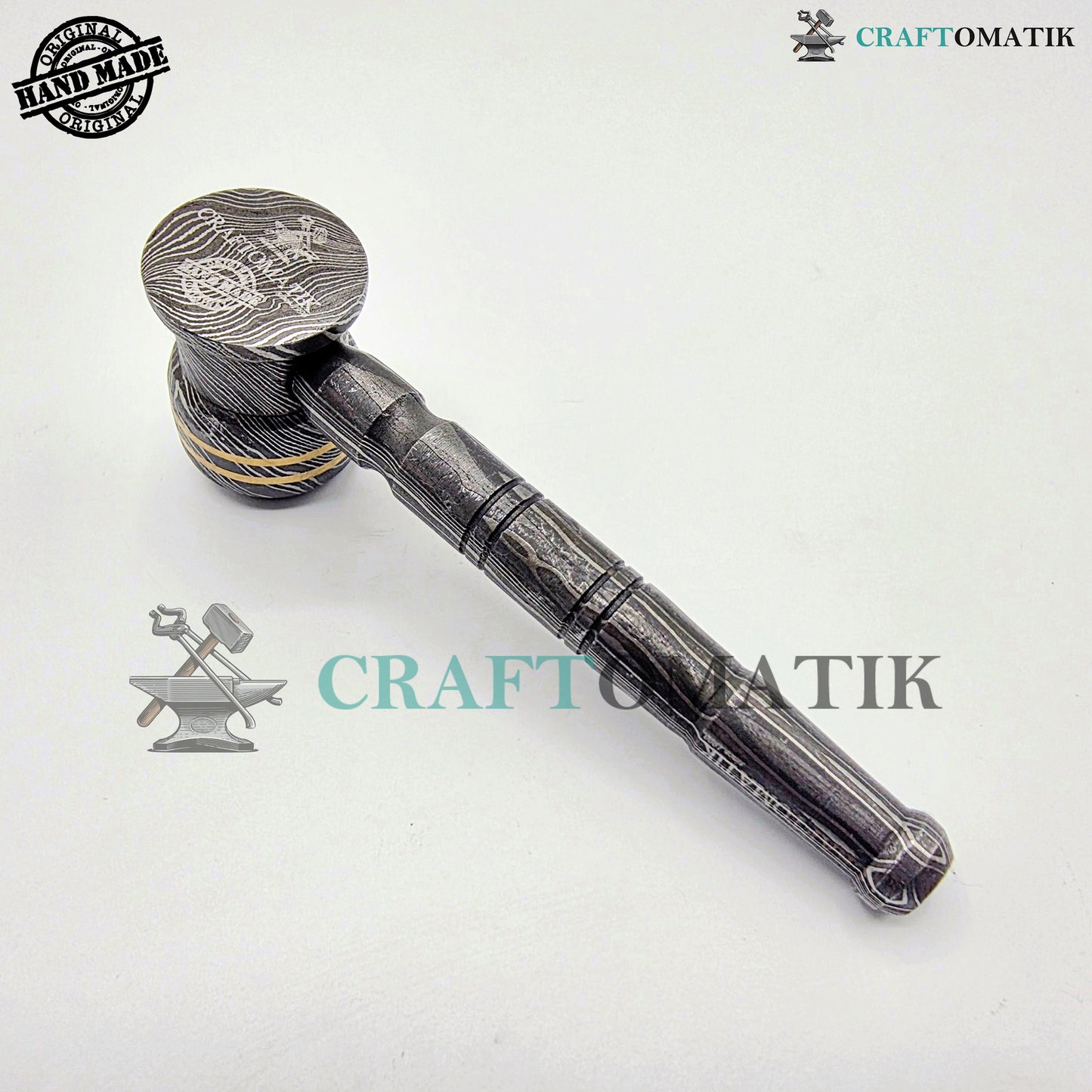 Damascus Steel Smoking Pipe | Handcrafted Tobacco Pipe Gift for Smokers | Royal Home Decor | Collector item for Smokers | Damascus Pipe | DSP03