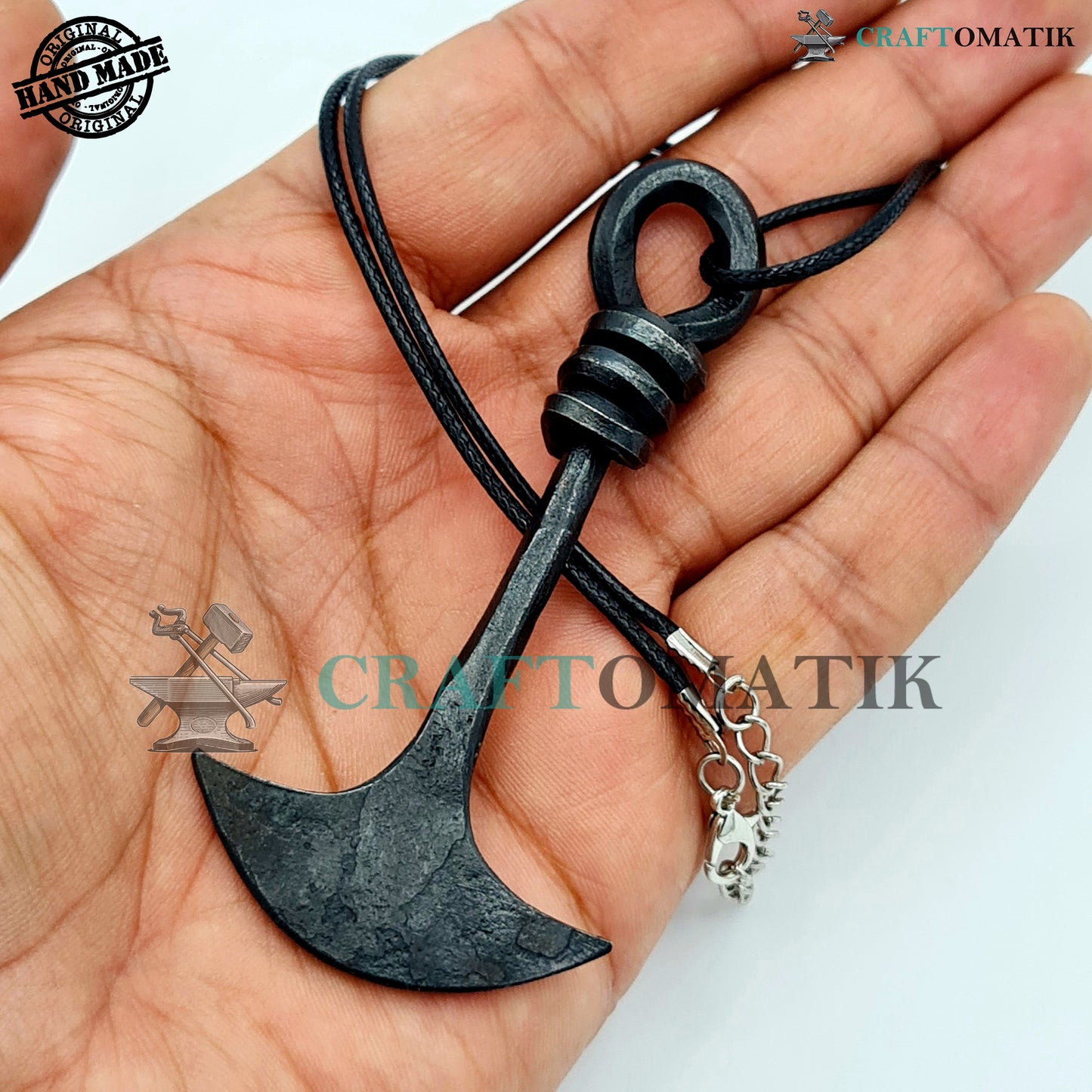 Mittelalterliches Amulett | Handgefertigter Wikinger-Anhänger | Keltisches Medaillon aus Schmiedeeisen | Ankerform | HFA01