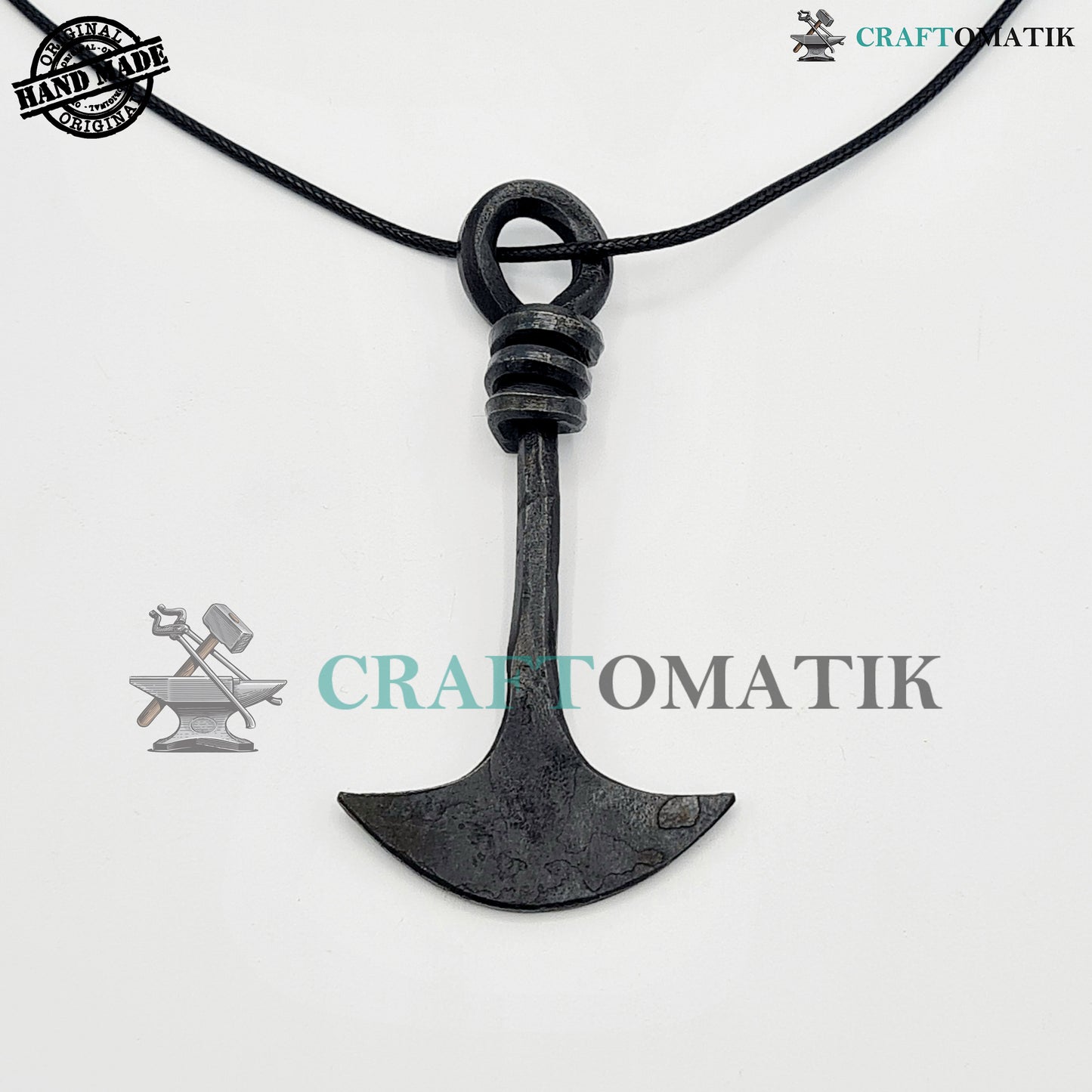 Mittelalterliches Amulett | Handgefertigter Wikinger-Anhänger | Keltisches Medaillon aus Schmiedeeisen | Ankerform | HFA01