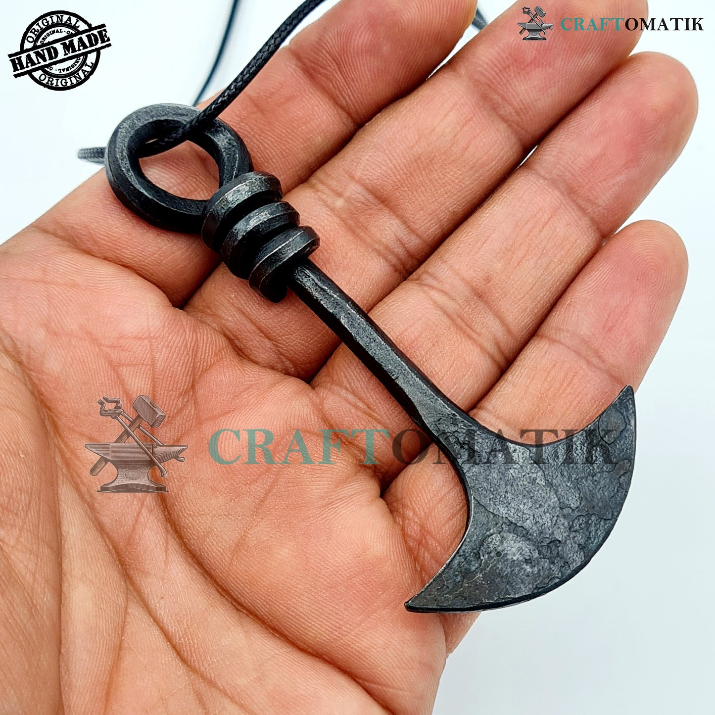 Mittelalterliches Amulett | Handgefertigter Wikinger-Anhänger | Keltisches Medaillon aus Schmiedeeisen | Ankerform | HFA01