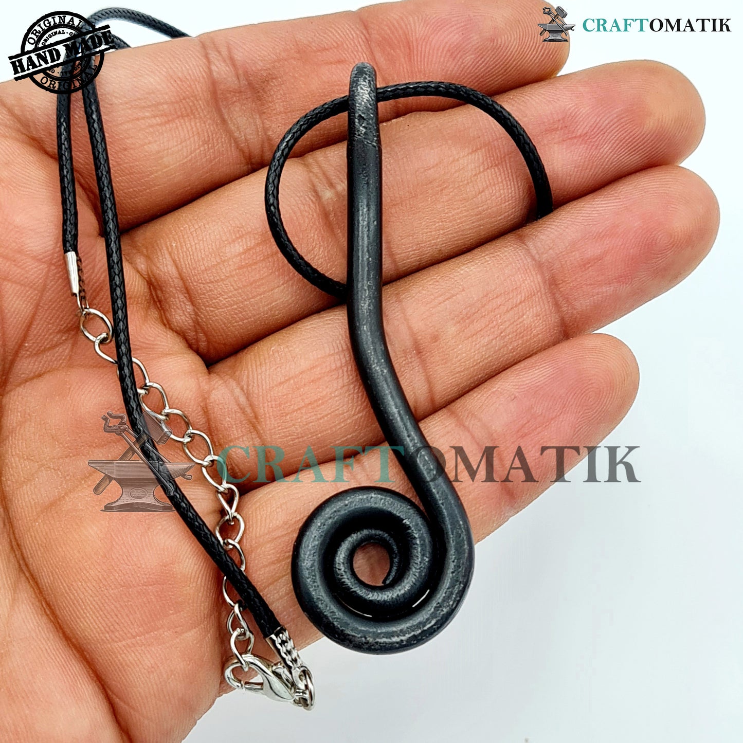 Mittelalterliches Amulett | Handgefertigter Wikinger-Anhänger | Keltisches Medaillon aus Schmiedeeisen | Schlangenform | HFA03
