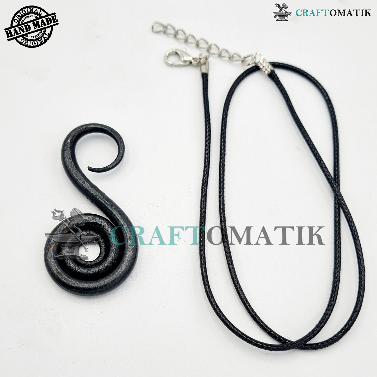 Mittelalterliches Amulett | Handgefertigter Wikinger-Anhänger | Keltisches Medaillon aus Schmiedeeisen | Schneckenform | HFA05