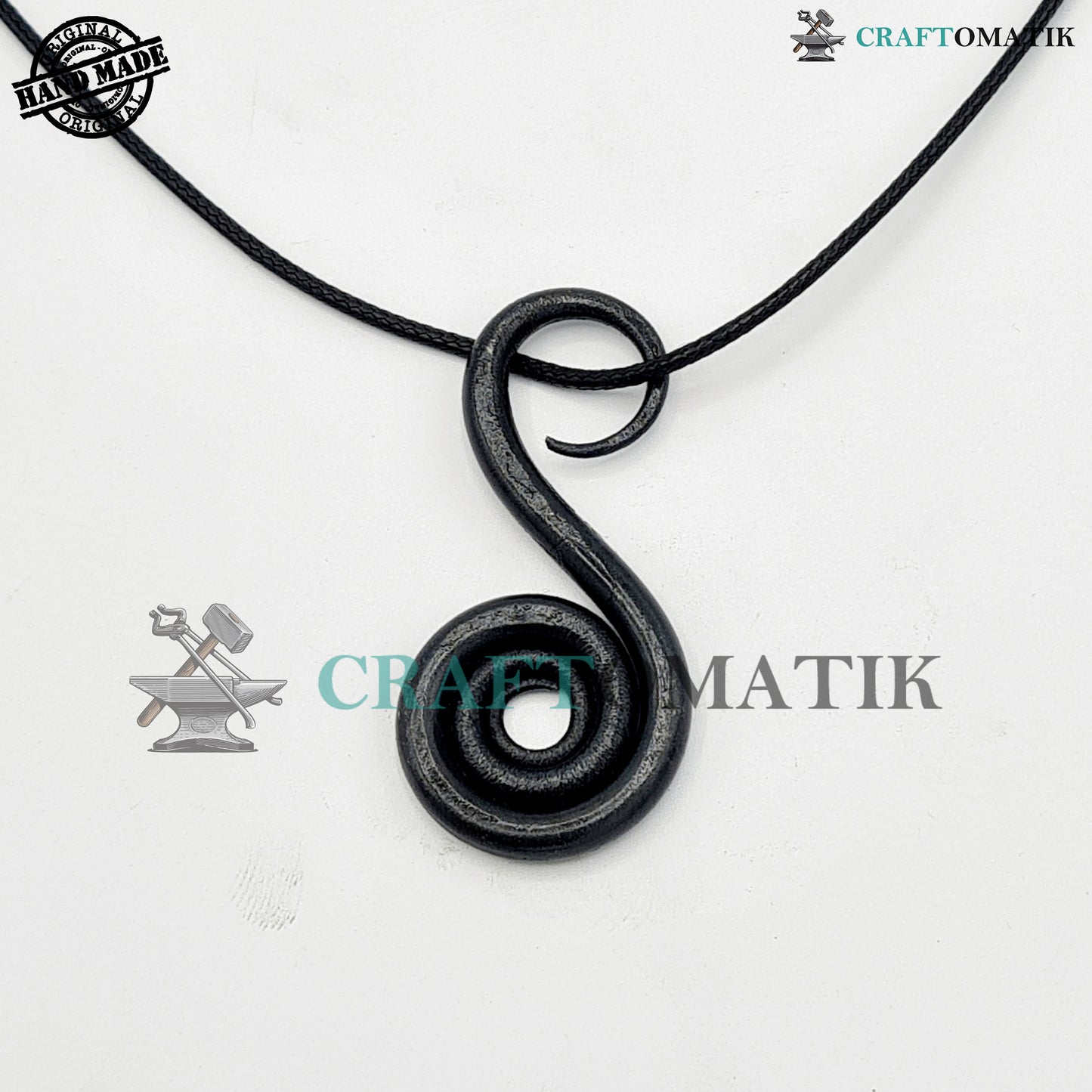 Mittelalterliches Amulett | Handgefertigter Wikinger-Anhänger | Keltisches Medaillon aus Schmiedeeisen | Schneckenform | HFA05