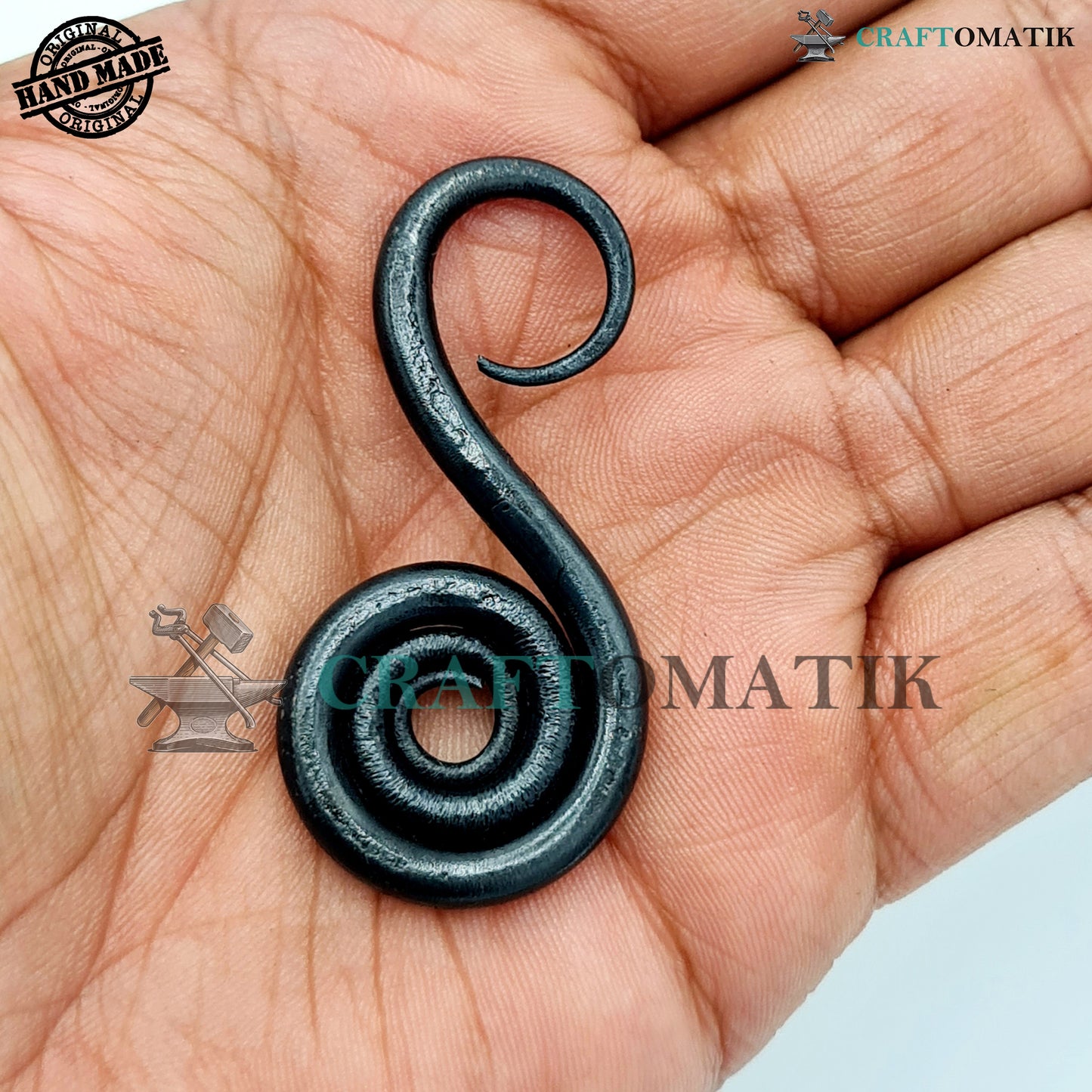 Mittelalterliches Amulett | Handgefertigter Wikinger-Anhänger | Keltisches Medaillon aus Schmiedeeisen | Schneckenform | HFA05