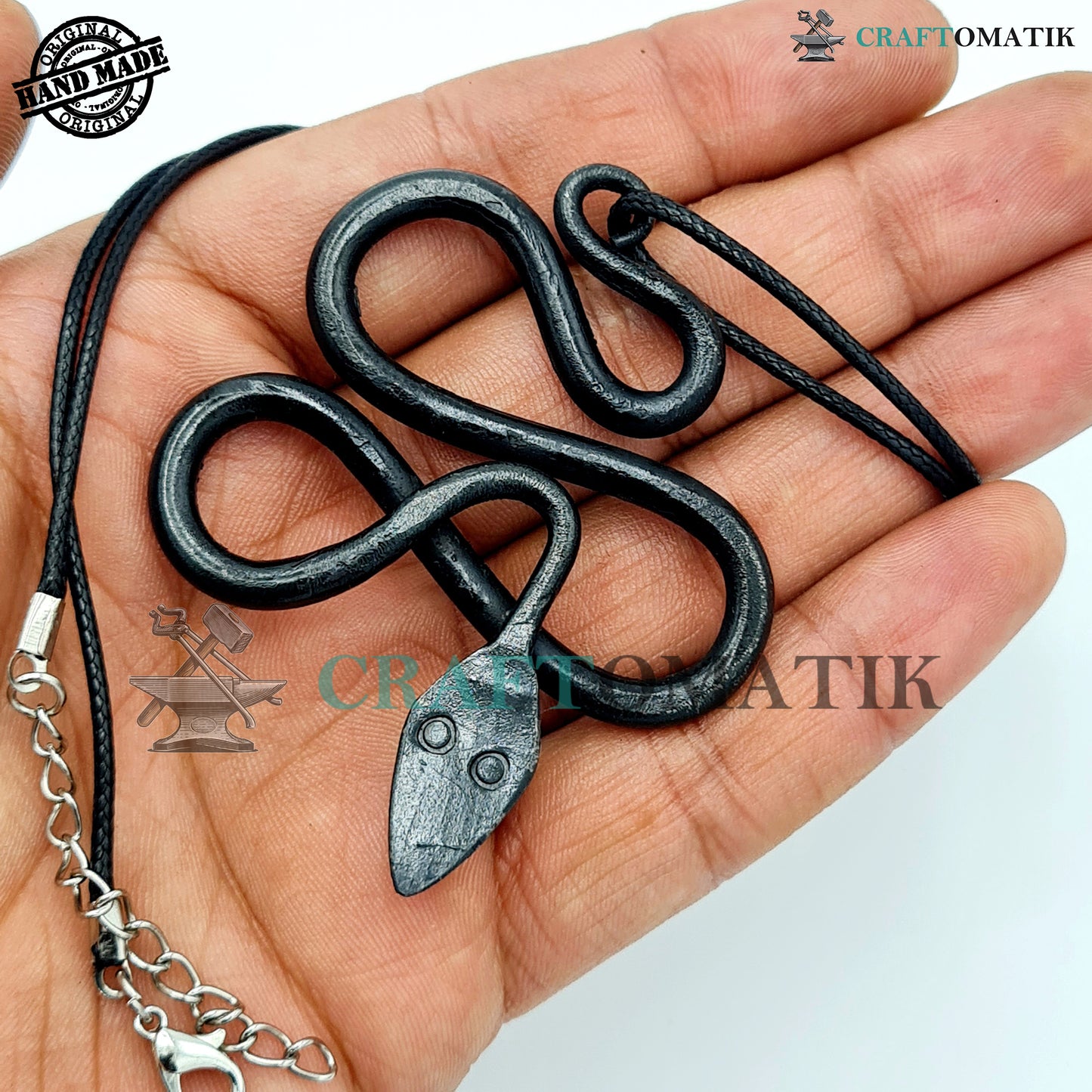 Medieval Amulet | Handmade Viking pendant | Wrought Iron Celtic Locket | Snake shape | HFA06
