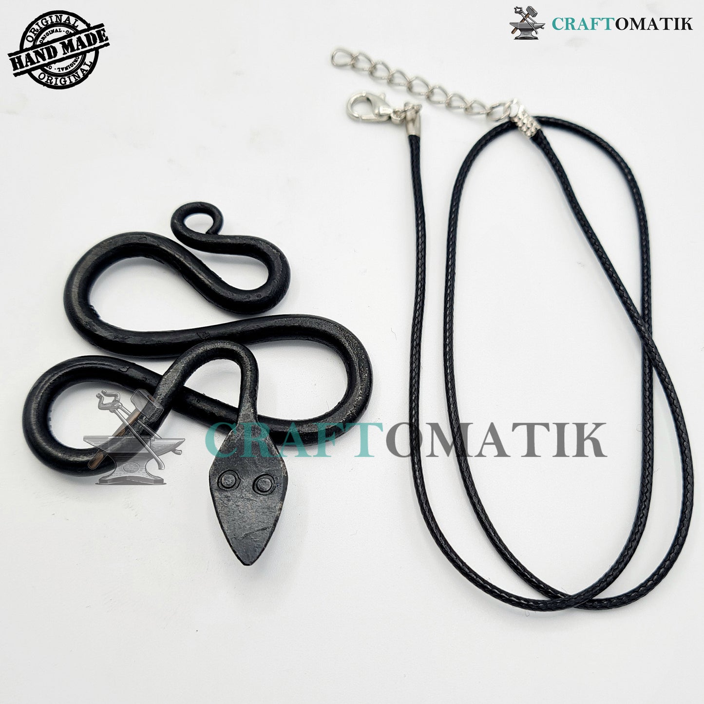 Medieval Amulet | Handmade Viking pendant | Wrought Iron Celtic Locket | Snake shape | HFA06