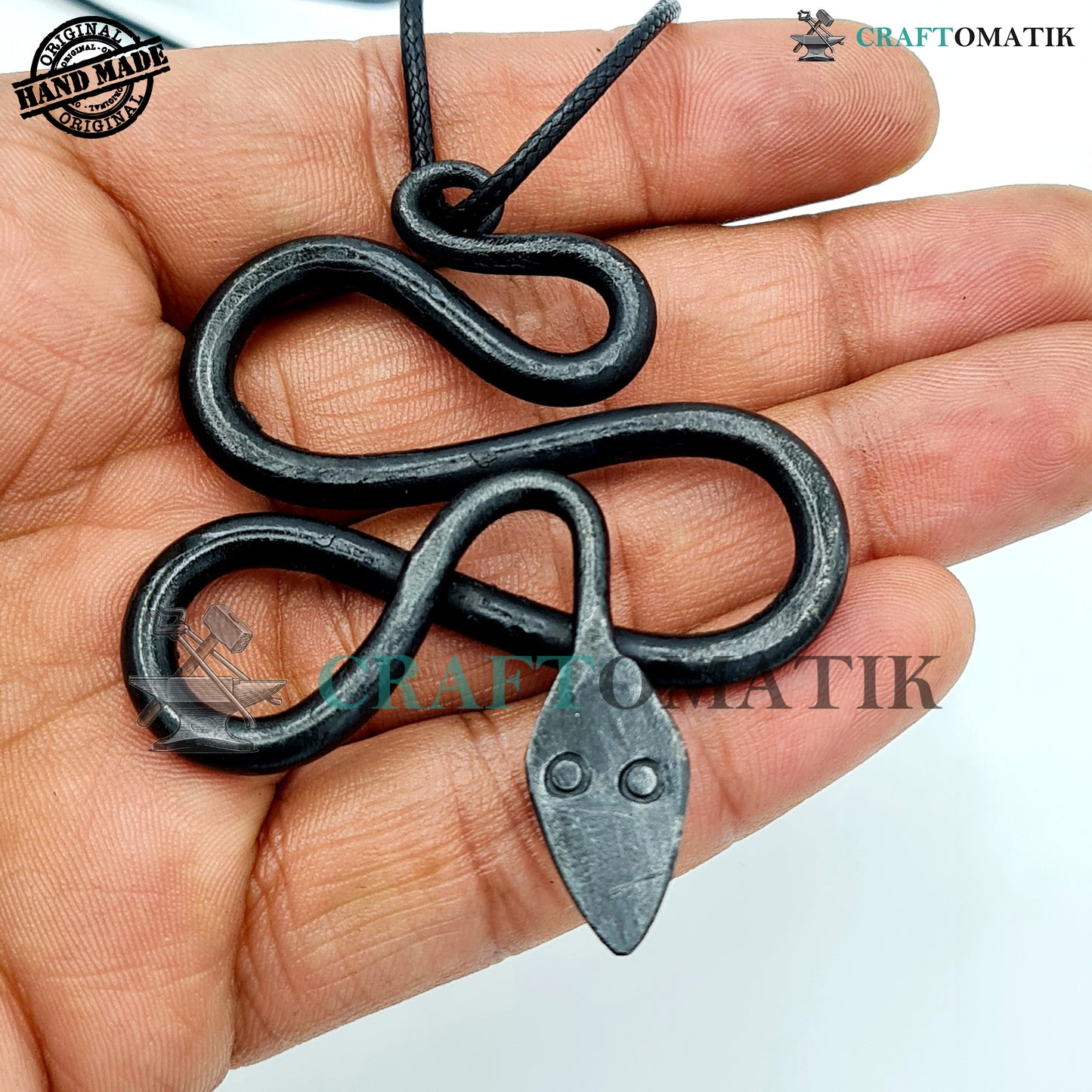 Medieval Amulet | Handmade Viking pendant | Wrought Iron Celtic Locket | Snake shape | HFA06