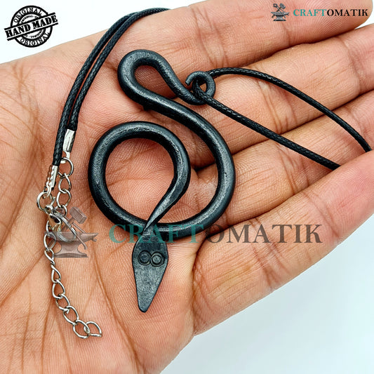 Medieval Amulet | Handmade Viking pendant | Wrought Iron Celtic Locket | Snake shape | HFA07