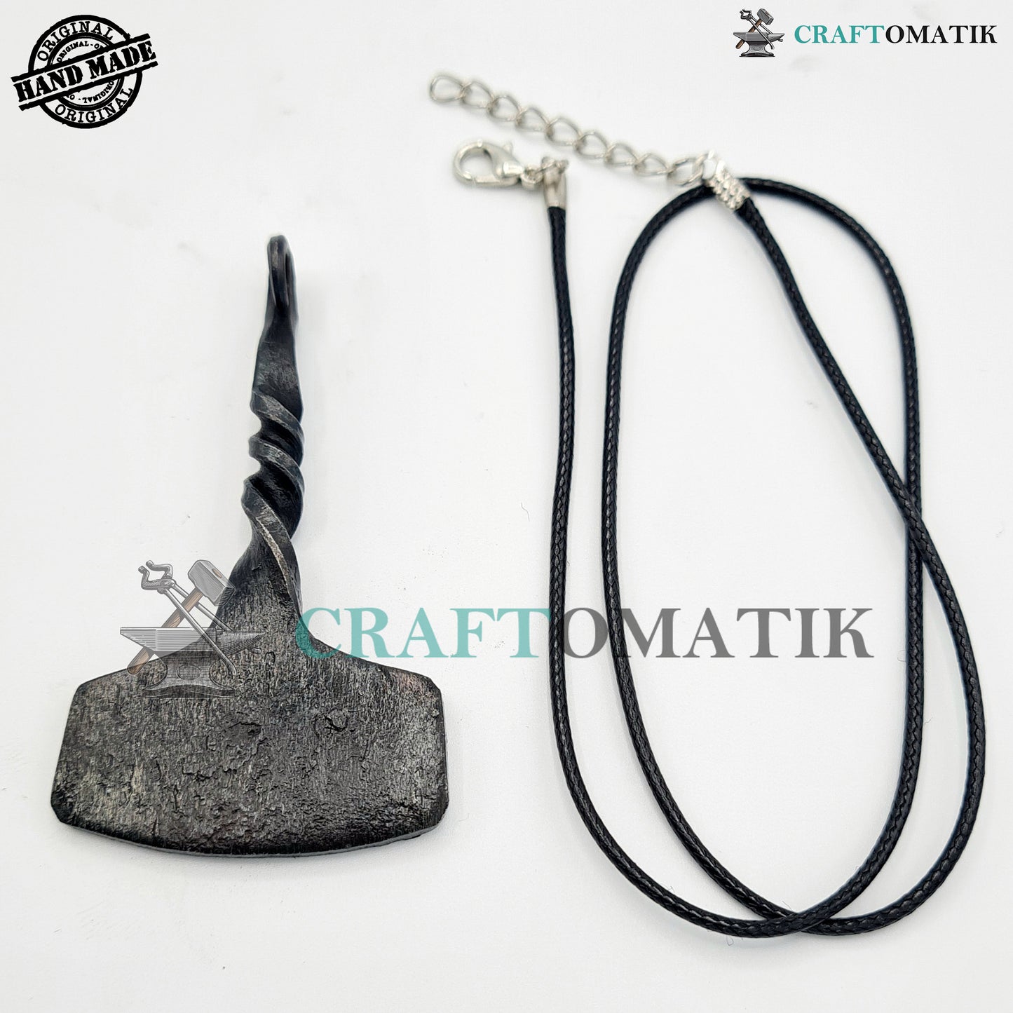 Mittelalterliches Amulett | Handgefertigter Wikinger-Anhänger | Keltisches Medaillon aus Schmiedeeisen | Axtform | HFA09