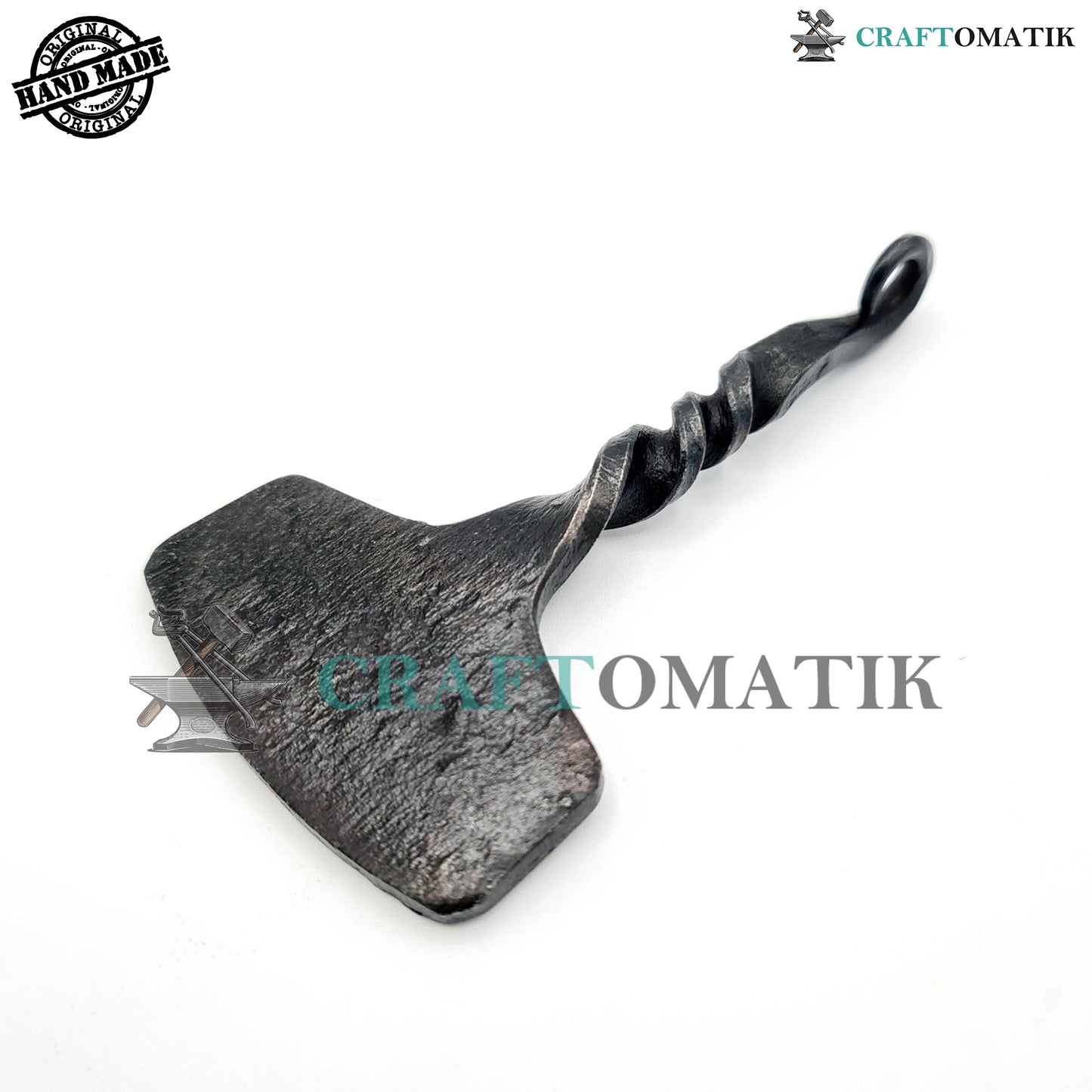 Mittelalterliches Amulett | Handgefertigter Wikinger-Anhänger | Keltisches Medaillon aus Schmiedeeisen | Axtform | HFA09