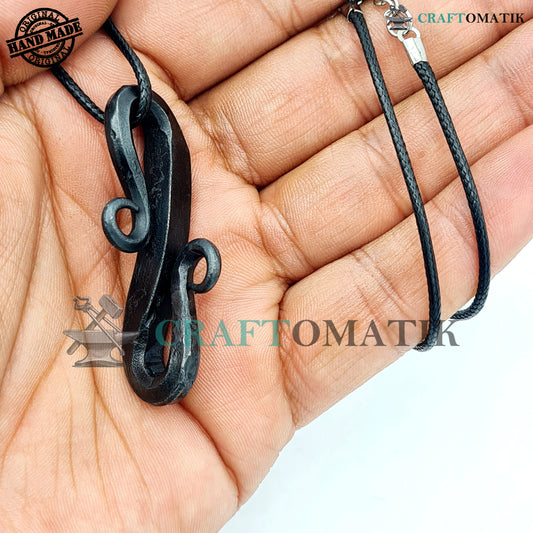 Medieval Amulet | Handmade Viking pendant | Wrought Iron Celtic Locket | Double "S" shape | HFA10