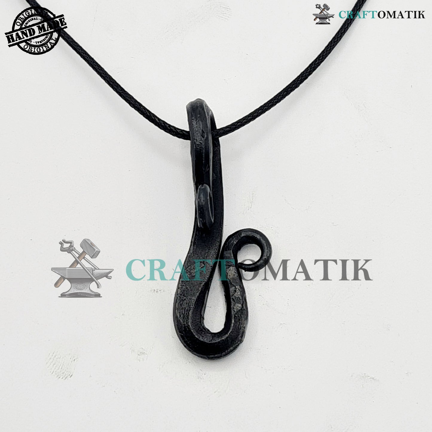 Mittelalterliches Amulett | Handgefertigter Wikinger-Anhänger | Keltisches Medaillon aus Schmiedeeisen | Doppelte S-Form | HFA10