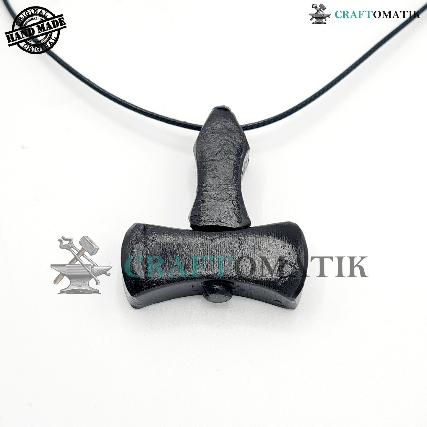 Mittelalterliches Amulett | Handgefertigter Wikinger-Anhänger | Keltisches Medaillon aus Schmiedeeisen | Hammerform | HFA14