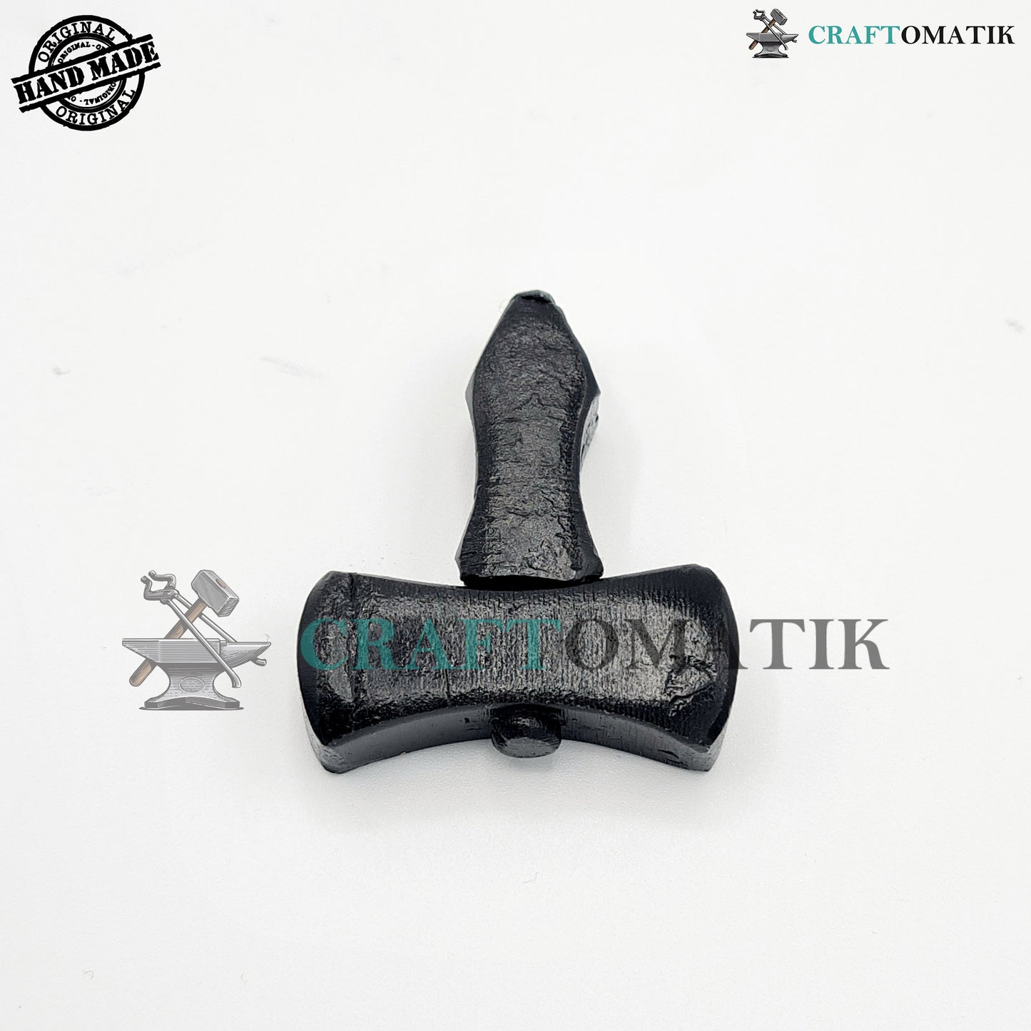 Mittelalterliches Amulett | Handgefertigter Wikinger-Anhänger | Keltisches Medaillon aus Schmiedeeisen | Hammerform | HFA14