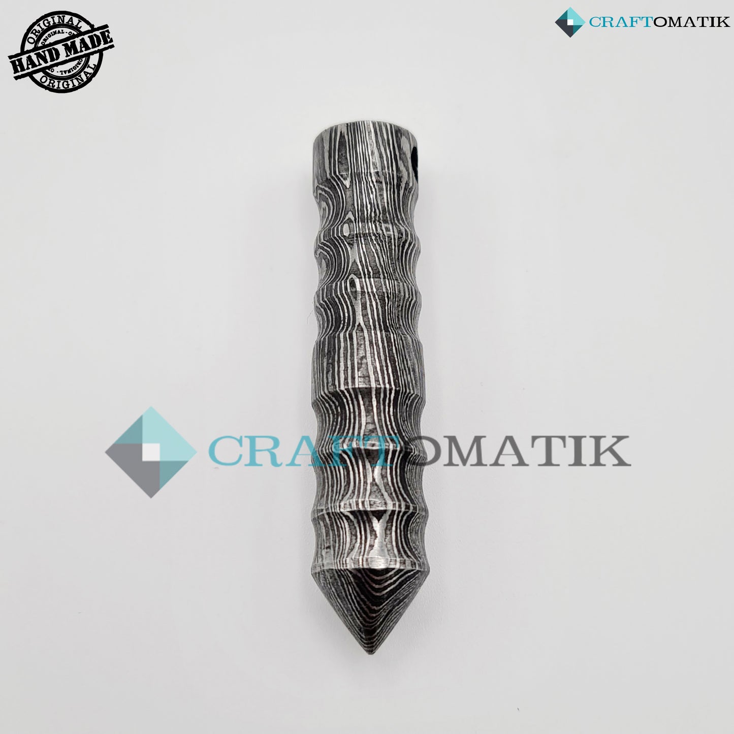 Amulett aus Damaszener Stahl | Handgefertigter Wikinger-Anhänger | Mittelalterliches keltisches Medaillon | Kugelform | HFA15