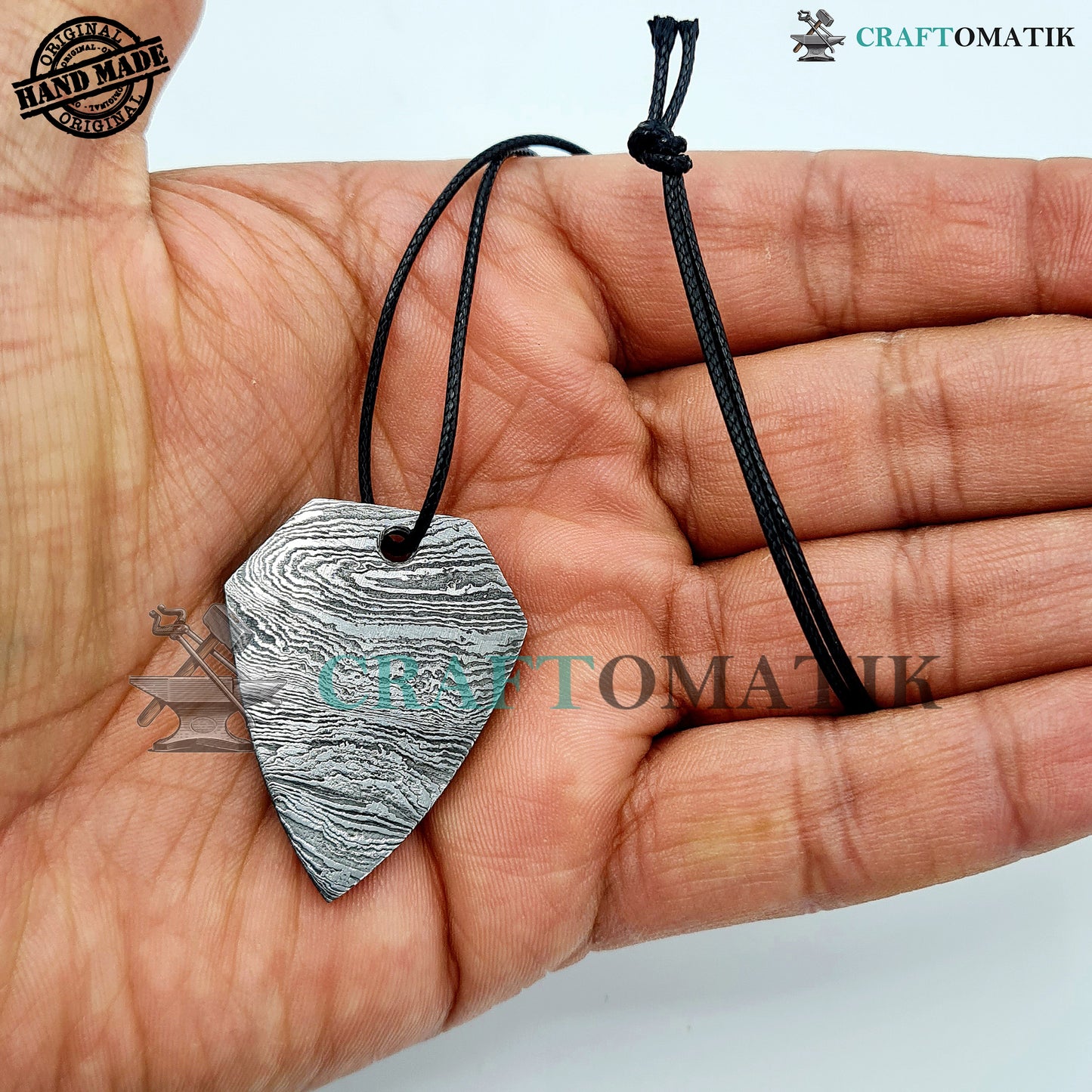 Damascus Steel Amulet | Handmade Viking pendant | Medieval Celtic Locket | Heart form | HFA16